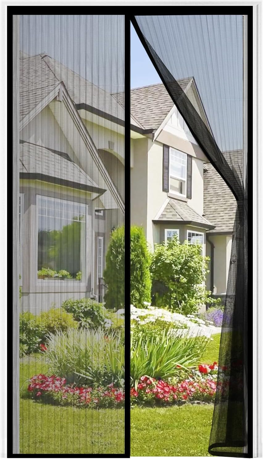 Auxmir Fly Screen Balcony Door Magnetic 100 X 240 Cm, Thickened Fly Screen Door with Stronger Magnets 4 Cm Wide Adhesive Strips, Insect Protection Balcony Door No Drilling for Patios Living Room