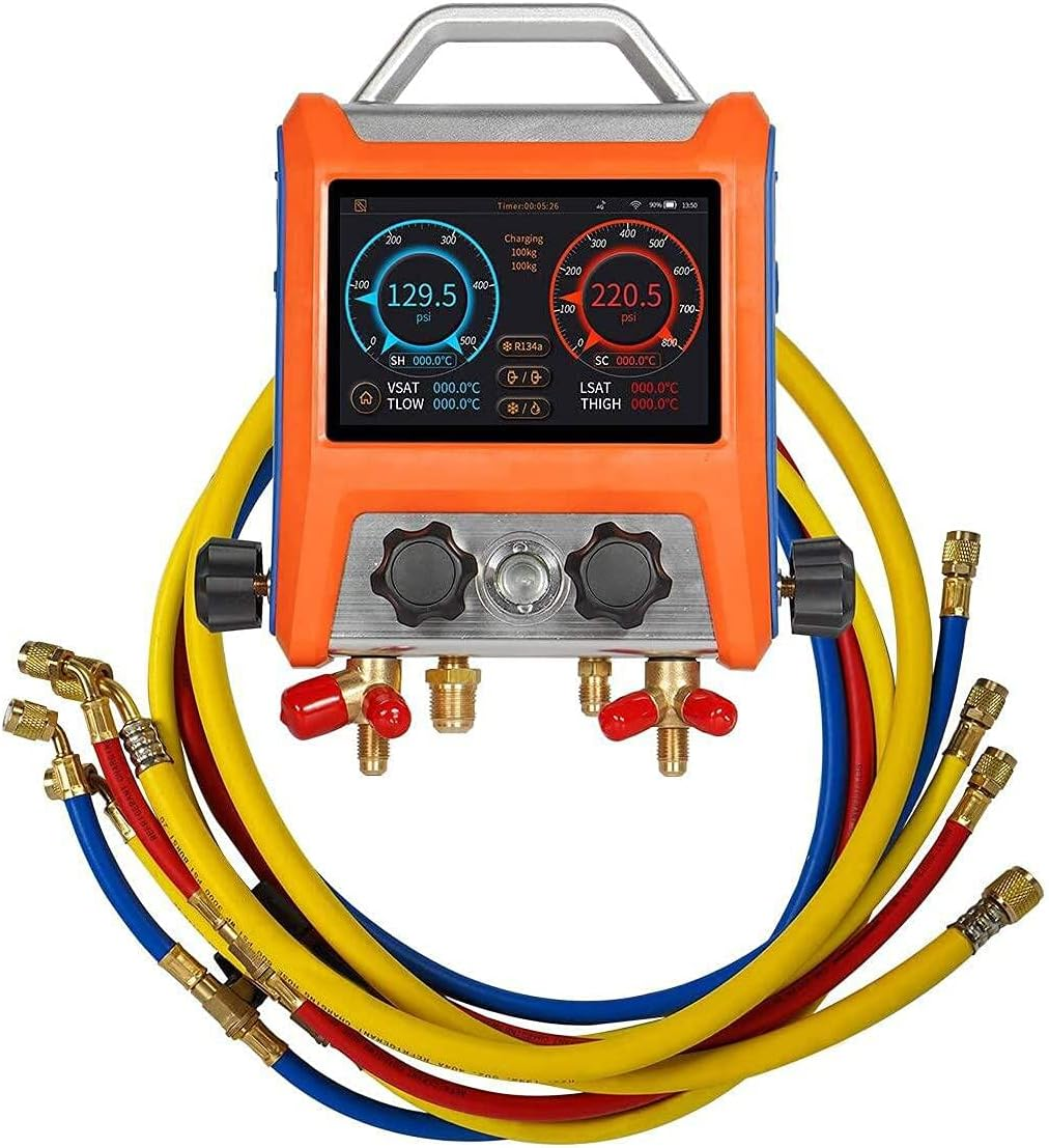 Elitech EMG-40V 4 Valve Smart Digital Manifold Kit with 5" Smart Touch Screen and HVAC Meter with Bluetooth image number 1