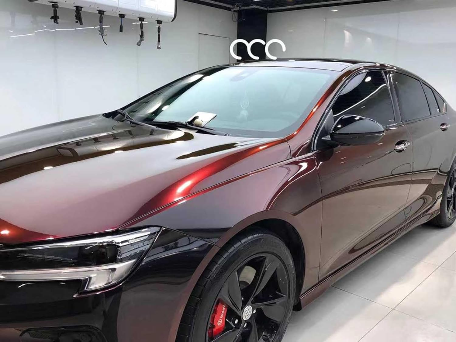 Chrome Black Charm Red Vinyl Wrap, Gloss Car Wrap Vinyl Roll Adhesive Decal Film Sheet Air Release Auto DIY Decor, Self-Adhesive Car Wrapping, HMH-BL-30CM image number 2