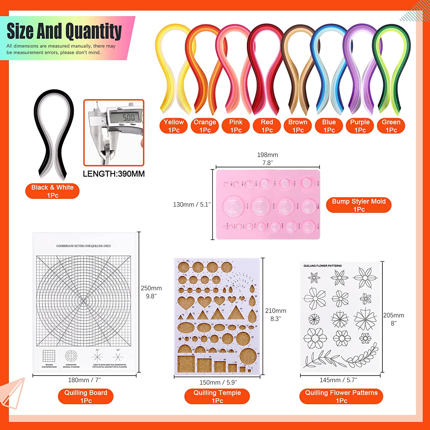 Tanstic 22Pcs Paper Quilling Kits, 45 Colors 900 Strips Paper Quilling Tools and Supplies for Beginners Perfect DIY Handcraft Quilling Set image number 2