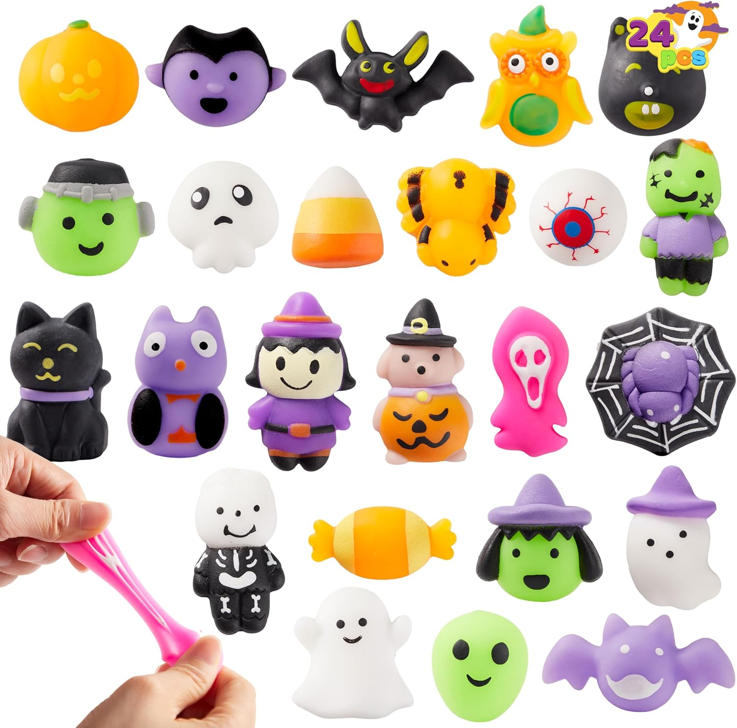 JOYIN 24 Pcs Halloween Mochi Squishy Toys, Halloween Classies Character Squishy Toys for Party Favors, Boys & Girls Birthday Gifts, Classroom Prize, Goodie Bag image number 6