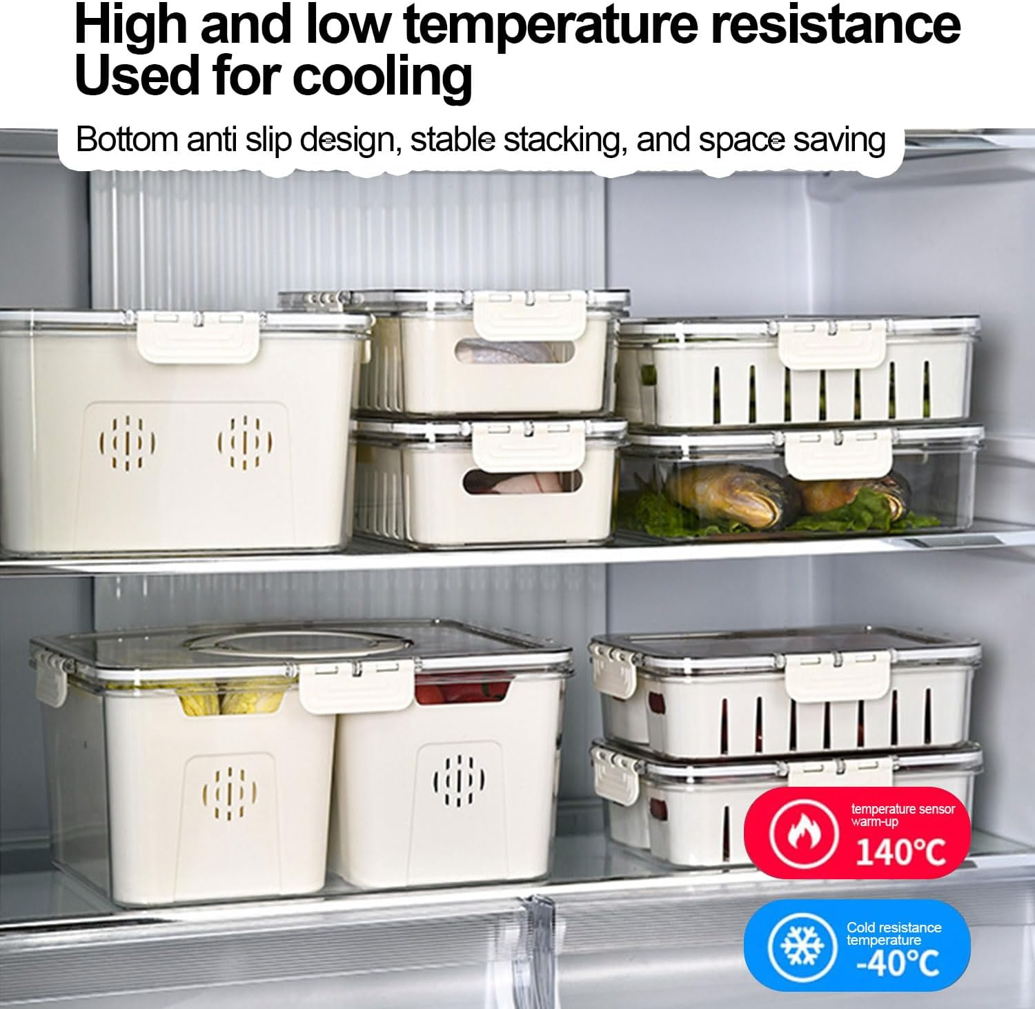 Divided Serving Tray with Lid and Handle, Storage Containers for Fridge, Snack Platters Organizer, Fruit Plate, Fresh -Keeping Box Is Suitable for Fruits, Vegetables, Refrigerators, Picnics (1 Grid) image number 5