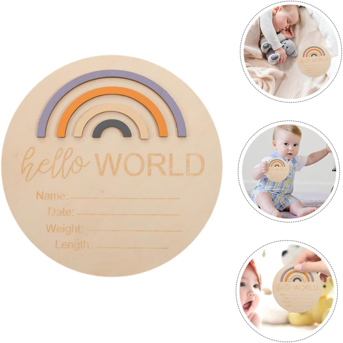2Pcs Milestone Cards for Newborns Rainbow Wooden Announcement Signs Photo Props for Nursery Decor for Capturing Special Moments image number 3