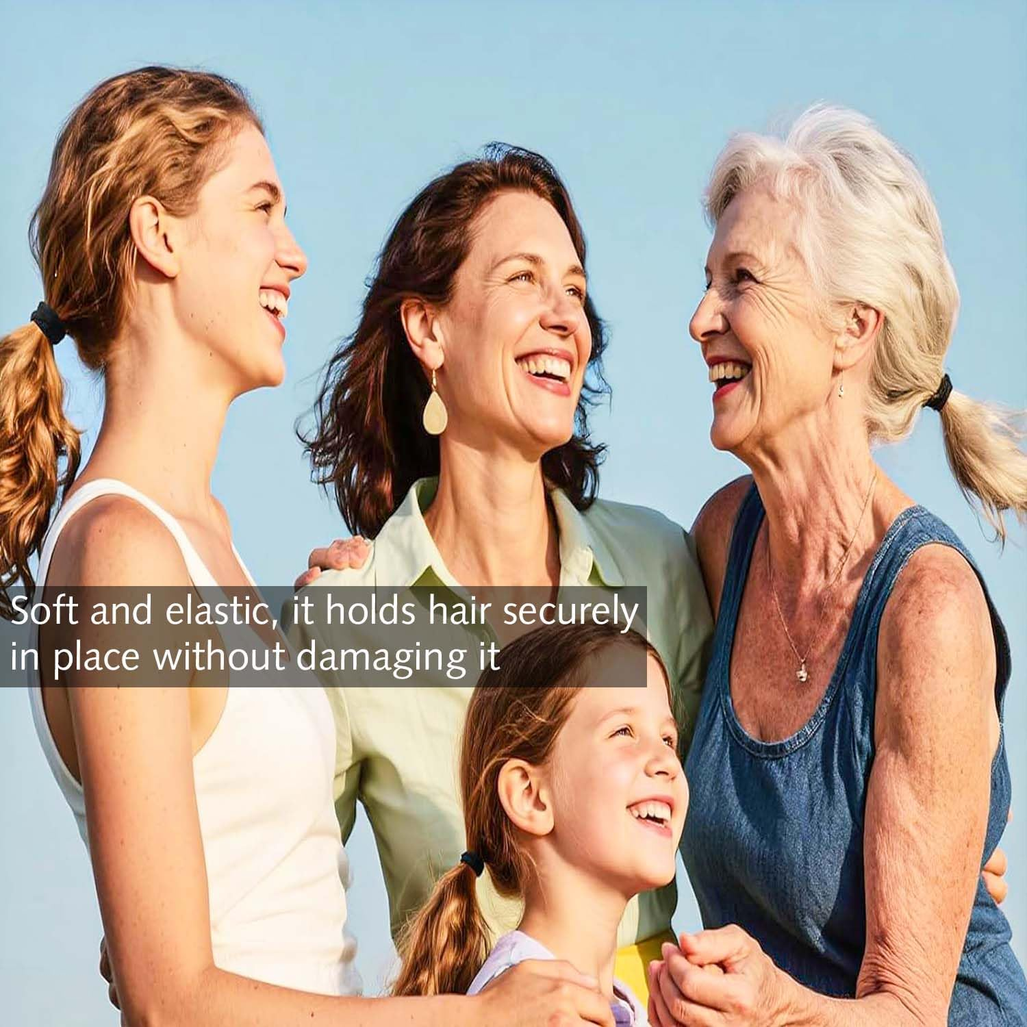 Scrunchies Hair Bands Bracelets Ponytail Holder Hair Accessories Extra Elastic & Strong Hold for Women, Men, Children (Black)