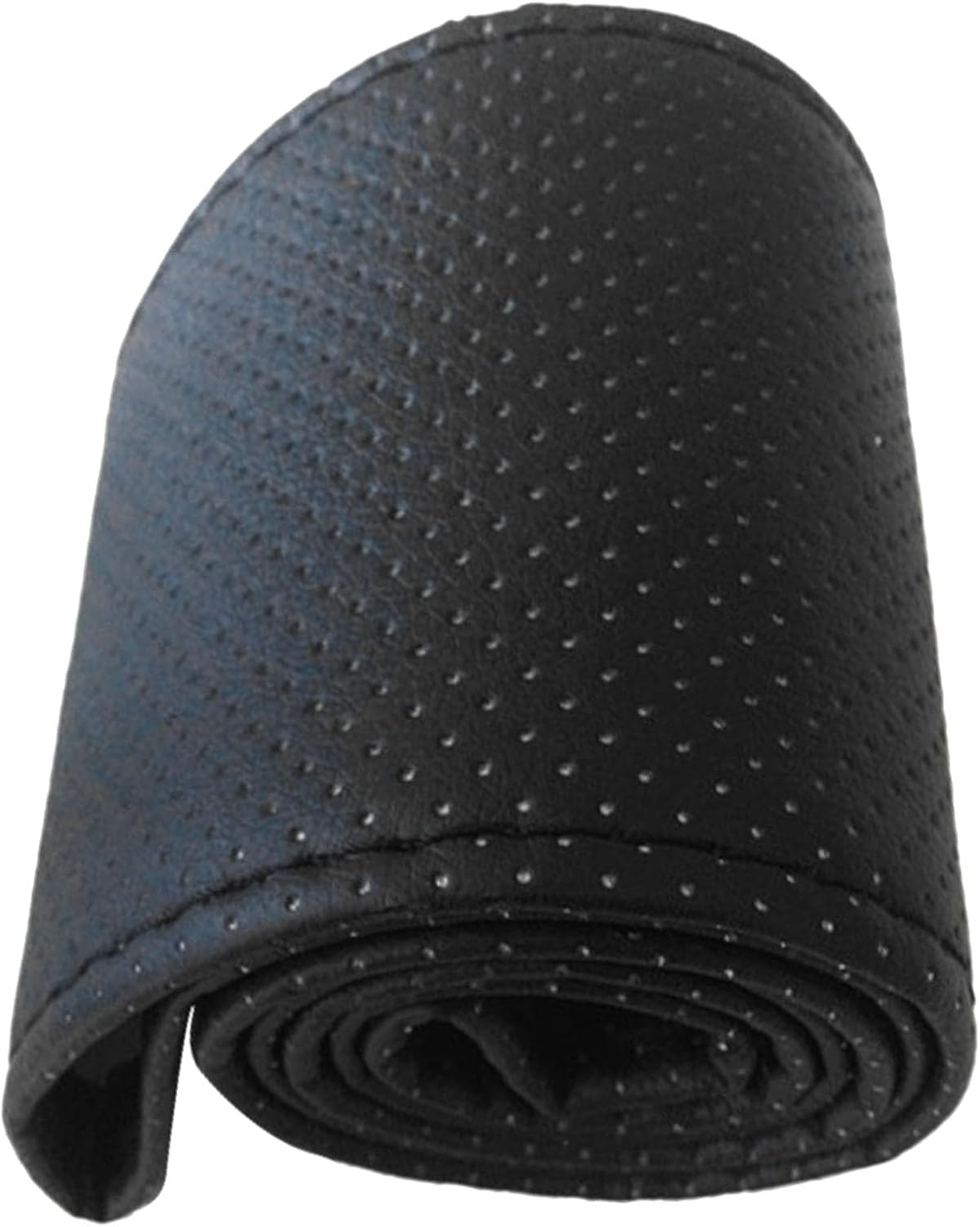 Microfiber Leather Steering Wheel Cover Hand Sew Easy Carry for Universal Car Truck SUV Pickup Boat, Wear Proof and Breathable (Black) - Black image number 6