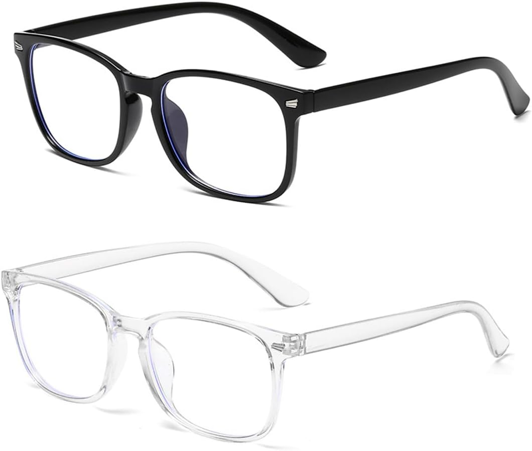 OUDQFCJ Pack of 2 anti Blue Light Glasses, Quality round Frame, Lightweight Clear Blue Light Filter Glasses for Men and Women, Computer Reading Glasses image number 5