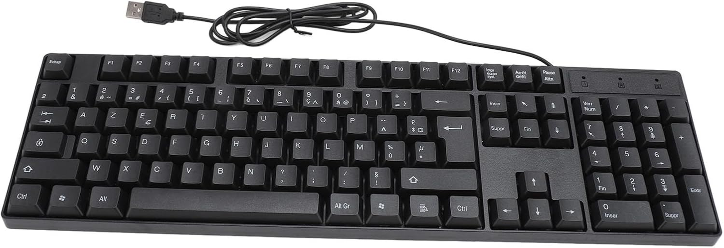 AZERTY Keyboard, French AZERTY Layout Keyboard, 104 Keys USB Wired Keyboard with 4.9Ft Cable, Slim Keyboard for Desktop Laptop Computer image number 5