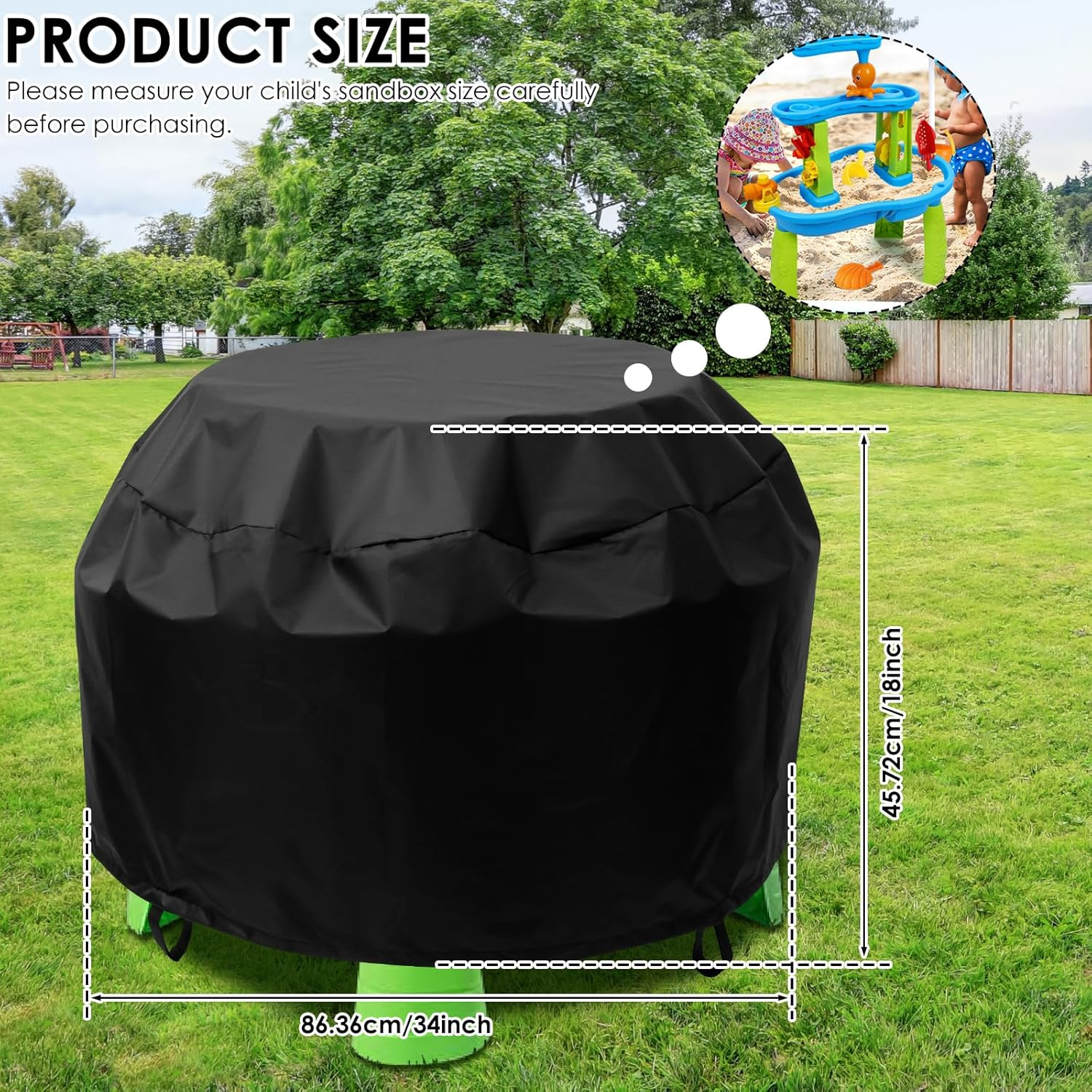 Kids Water Table Protector, Waterproof Dust Proof No UV Outdoor Toys Cover with PU Coating for Children Toddler Boy and Girl image number 4
