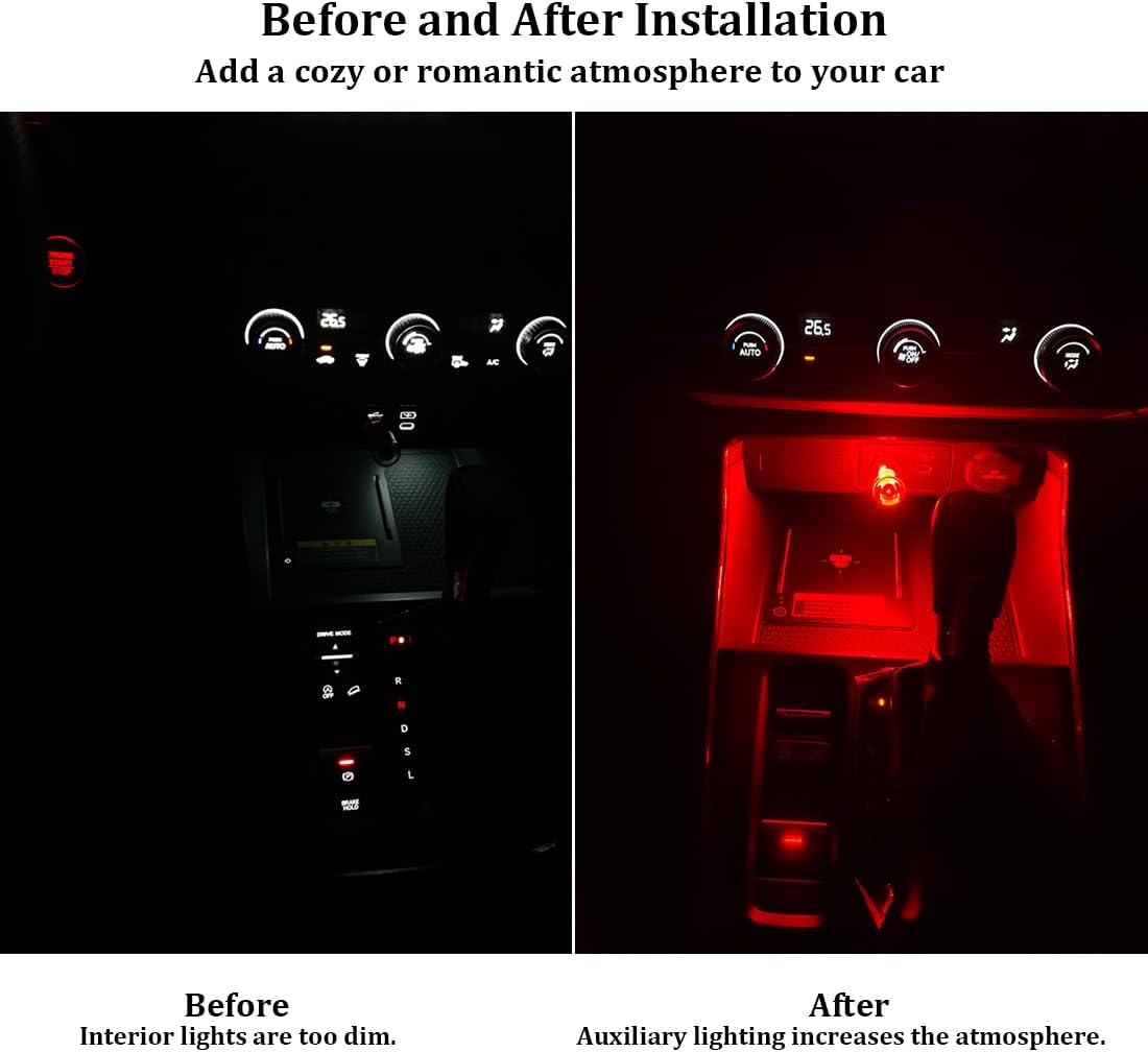 2 PCS Retro Car Lamps,Plug-In USB Led Interior Atmosphere Lights with Touch and Dimmable,Car USB Night Light,Portable Mini LED Interior Lamps,Blue - Blue image number 6