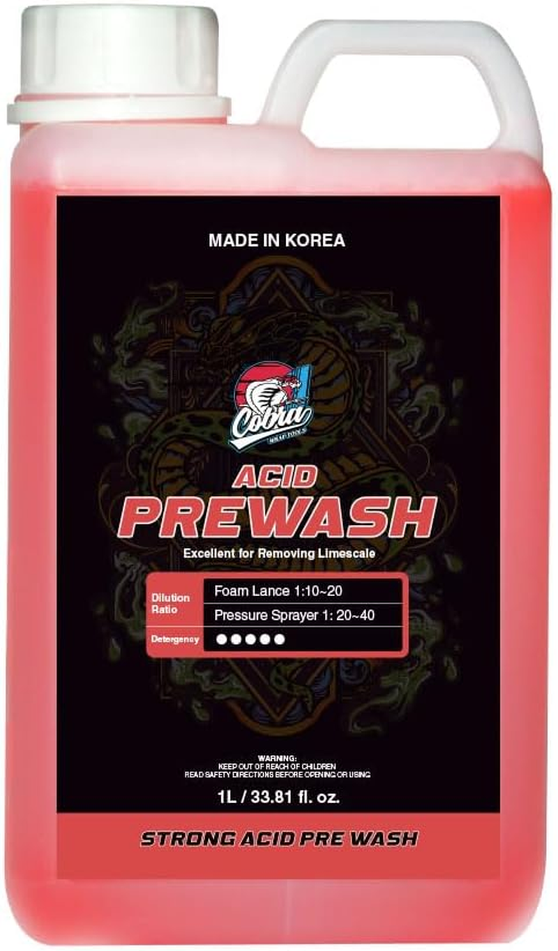 Cobra WRAP TOOLS Acid Pre Wash - Powerful Limescale Remover & Prewash Spray for Vehicles - Enhances Paint Shine - Strong Foamy Formula - Professional Cleaning Solution for Cars & Trucks | 1L image number 1