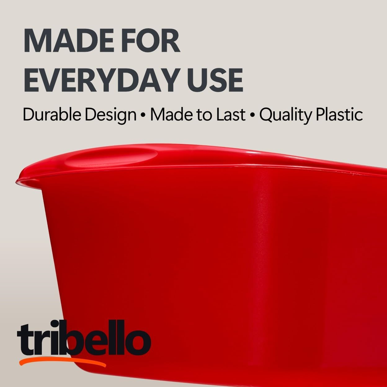 Tribello 2-Pack Dish Pans for Kitchen Sink, Plastic Tub Dishpan Wash Basin and Foot Bath for Soaking Feet, Wash Bucket for Washing and Storage Cleaning Supplies - 12 Quarts - Heavy Duty - (Red) image number 1