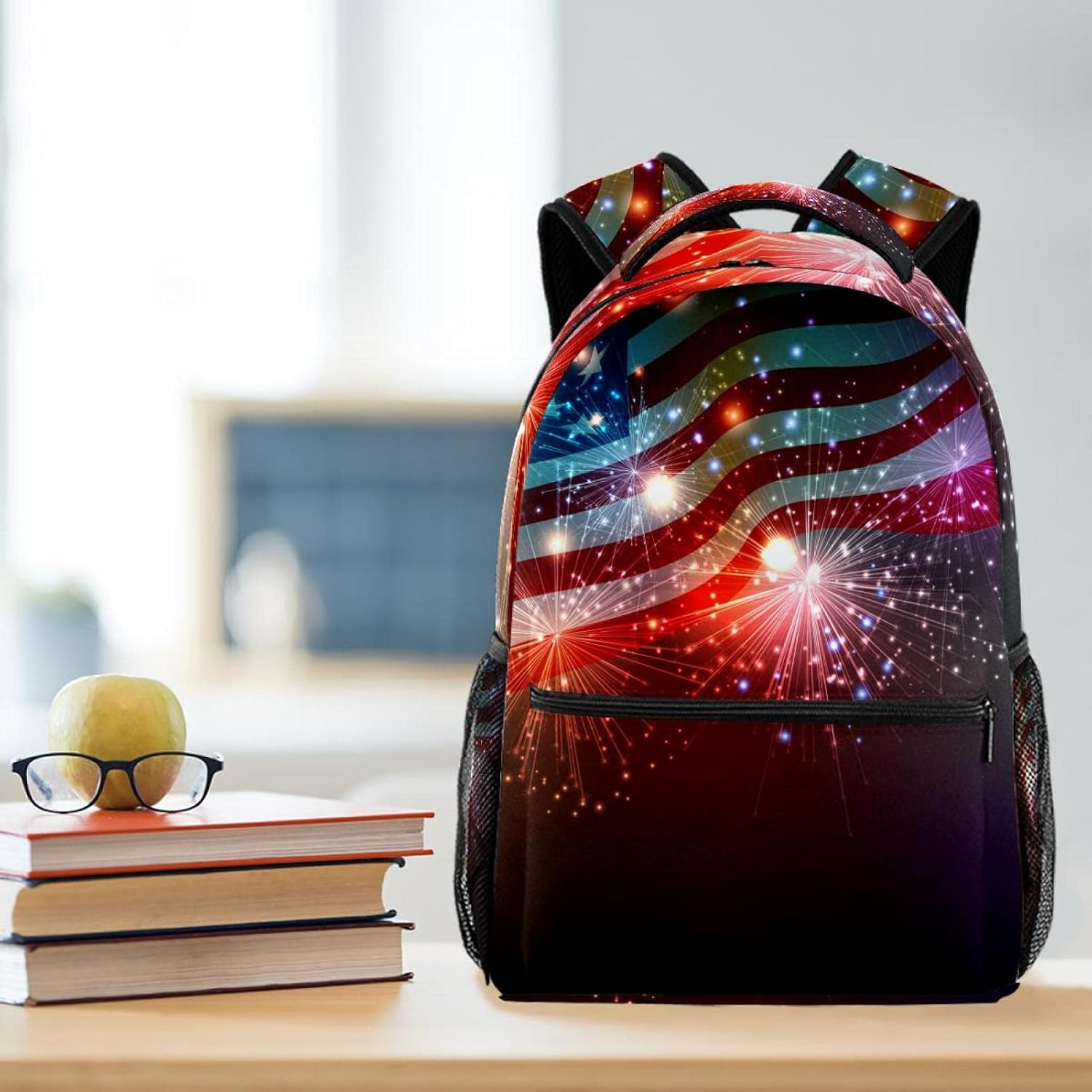 Fireworks Background for Th of July Independense Day Backpack Students Shoulder Bags Travel Bag College School Tote Backpacks image number 5