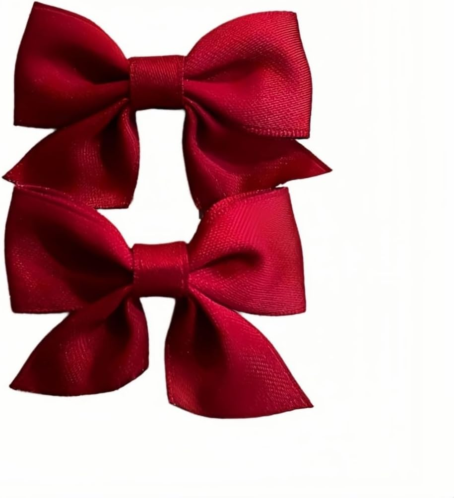 Heanvmyss 2 PCS Hair Bows for Women,Barrettes Solid Color,Soft Silky Hair Bows,Hair Styling Accessories for Women Girls(Red) image number 5