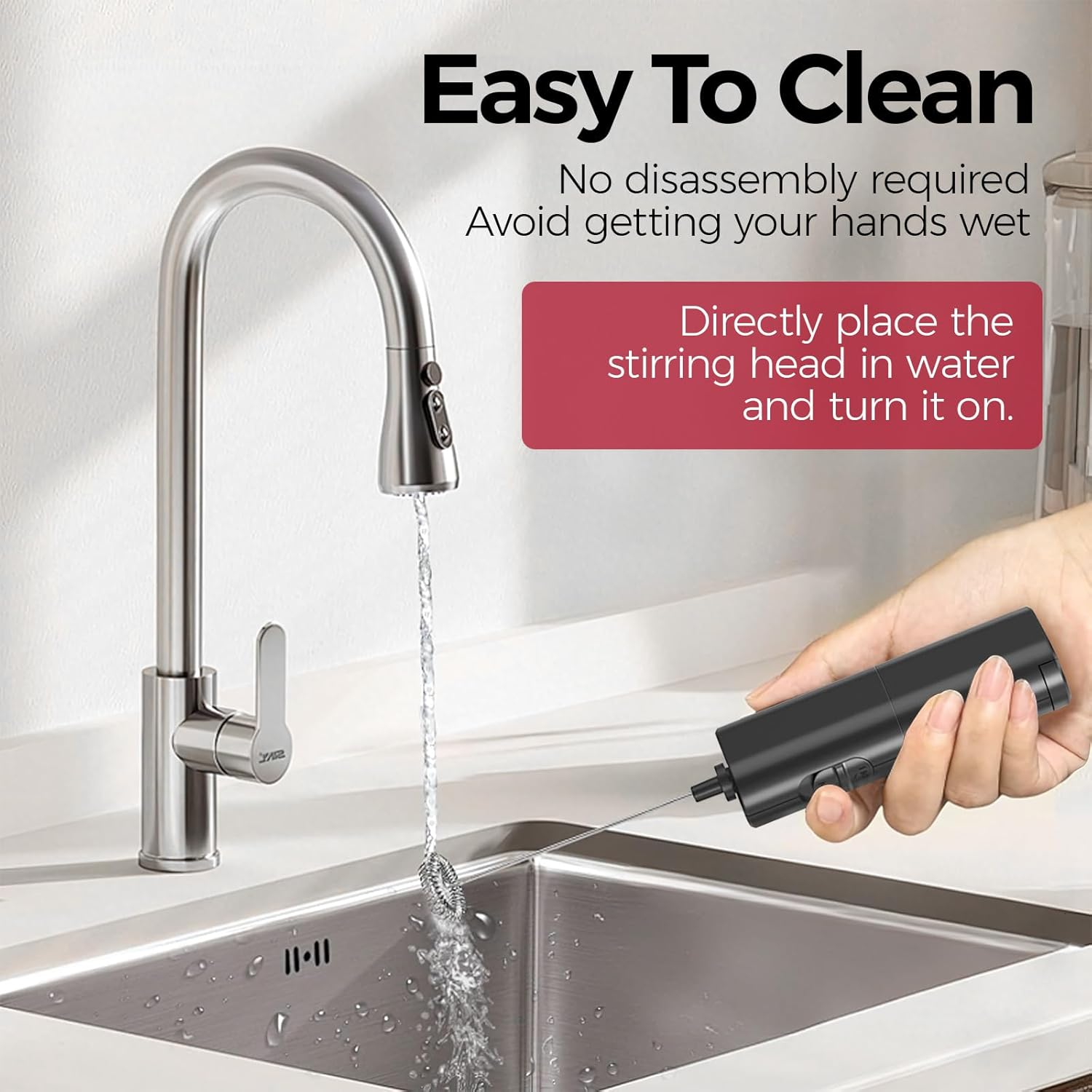 YARRAMATE Milk Frother Handheld, Fast Battery Operated Electric Whisk, Hand Held Milk Frother, Coffee Frother Maker for Lattes, Cappuccino, Matcha, Hot Chocolate (Black) - 03_Black Battery Version image number 6