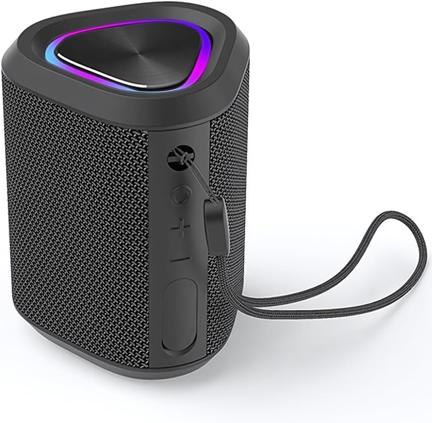 POSKOU Portable Bluetooth Speakers Enhanced Bass IPX5 Waterproof Outdoor Speaker with Hang Rope - Black image number 6