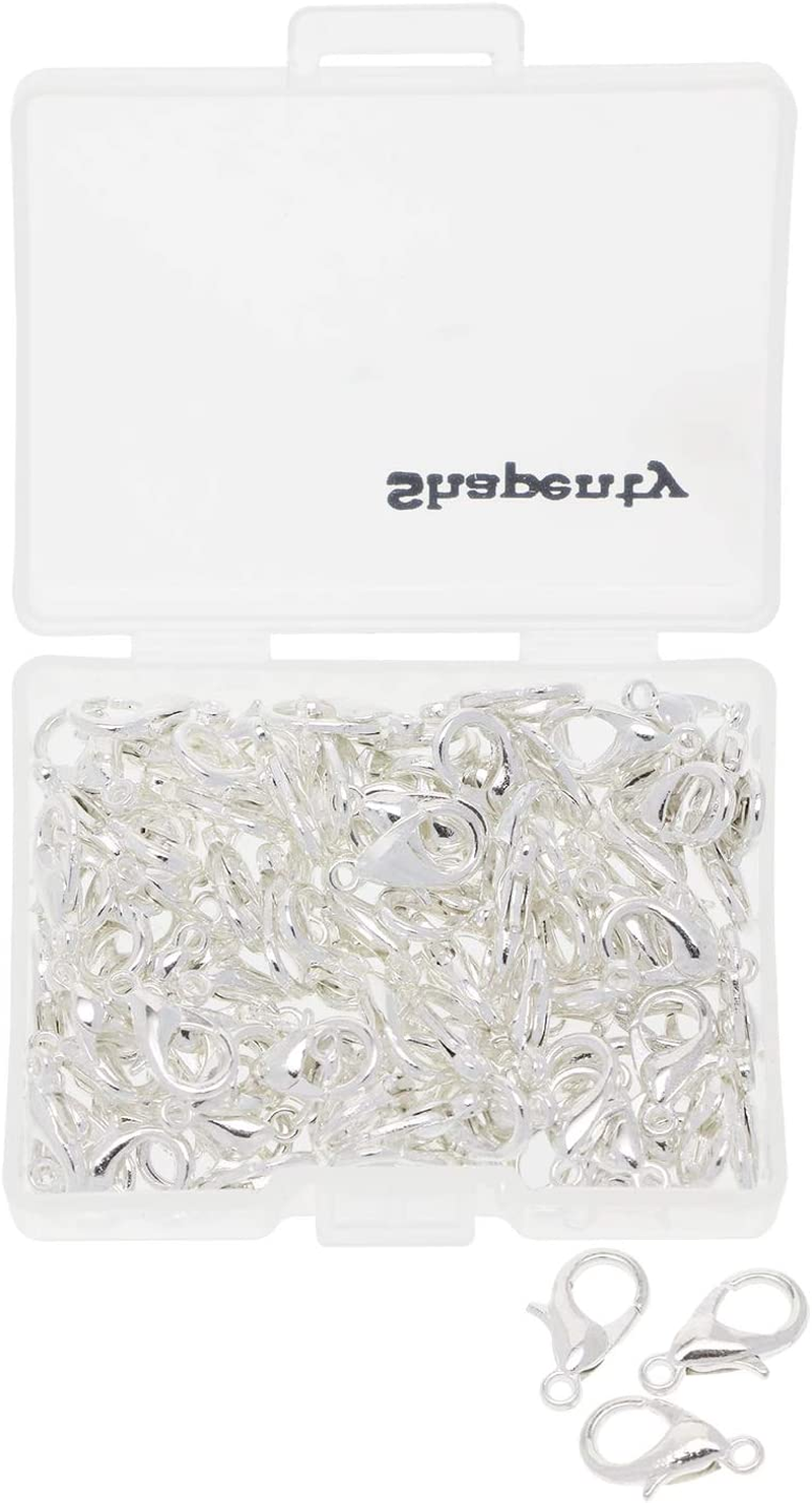 Shapenty Small Metal Alloy Lobster Claw Clasps Clip DIY Necklace Jewelry Finding Making Accessories Fastener Hook 12Mmx6Mm 100PCS (Silver) - Gold image number 2