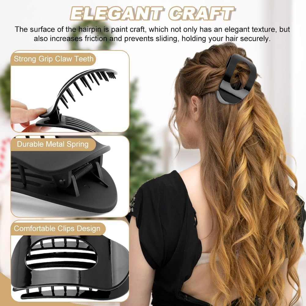 Square Hair Claws Clips, 6Pcs Flat Secure Hold Inner Teeth Hair Claw, Strong Grip Hair Clip for Women image number 4