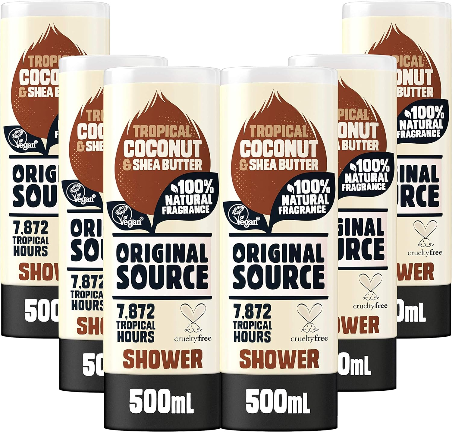 Original Source Coconut and Shea Butter Shower Gel, 100 Percent Natural Fragrance, Vegan, Cruelty Free, Paraben Free, Bulk Buy, Pack of 6 X 500 Ml image number 6
