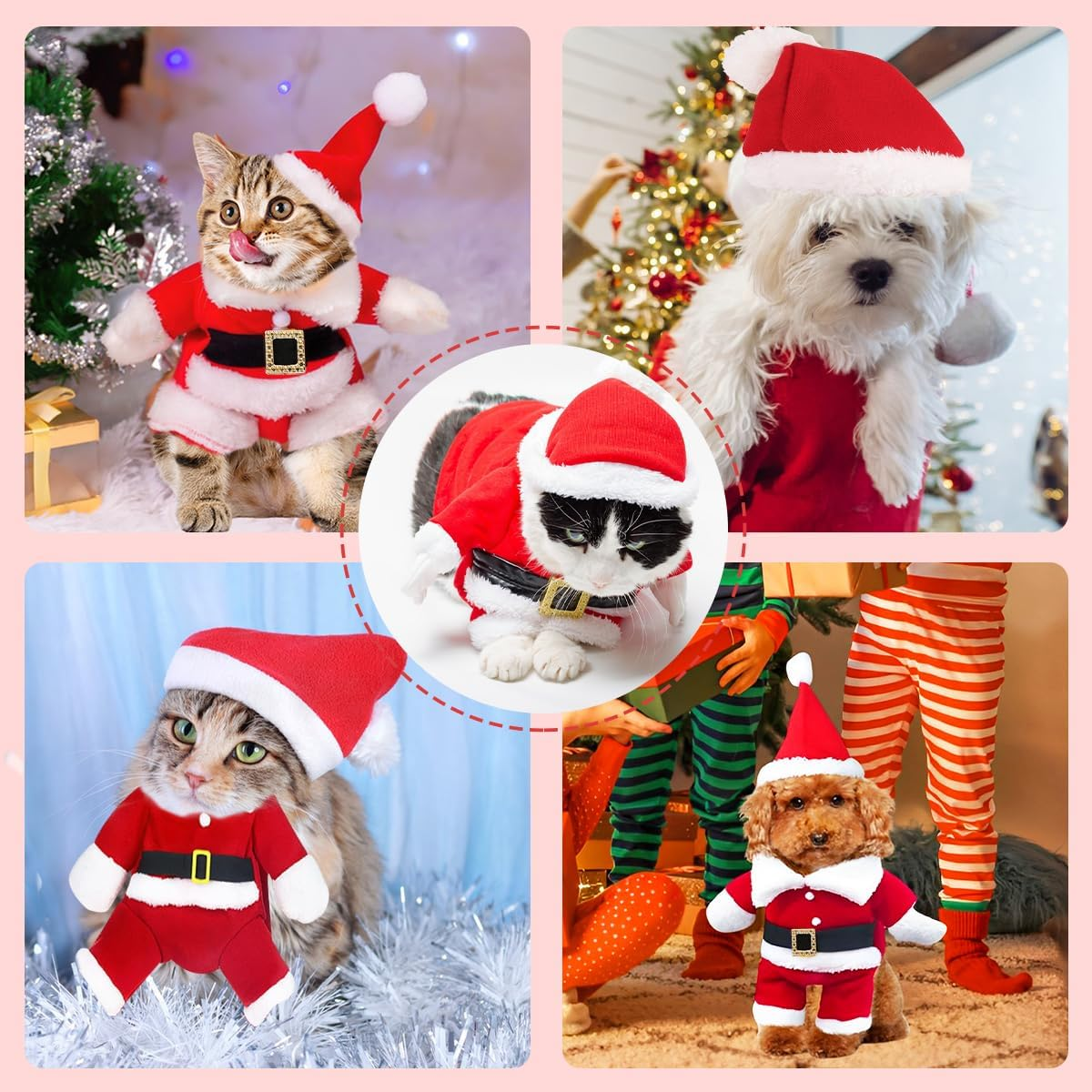 Christmas Pet Clothes, Santa Claus Costume for Dogs Cats, Cat Costume Christmas, Outfit Christmas for Kittens and Small Dogs, Dog Costume Christmas for Party (Size L) image number 6