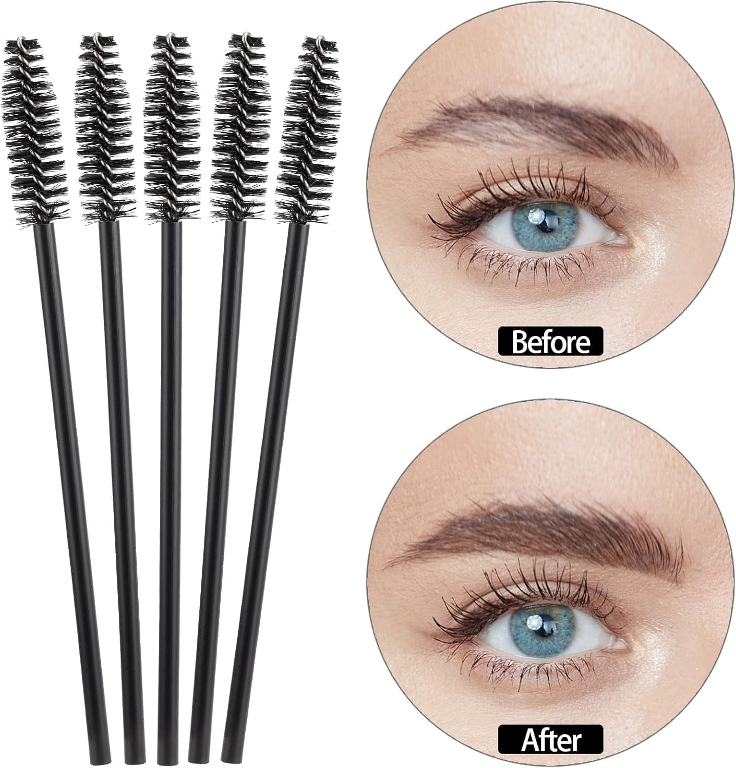 500Pcs Mascara Wands Eyelash Brush Spoolies for Eyebrow Eye Lash Extension (Black-1) image number 2
