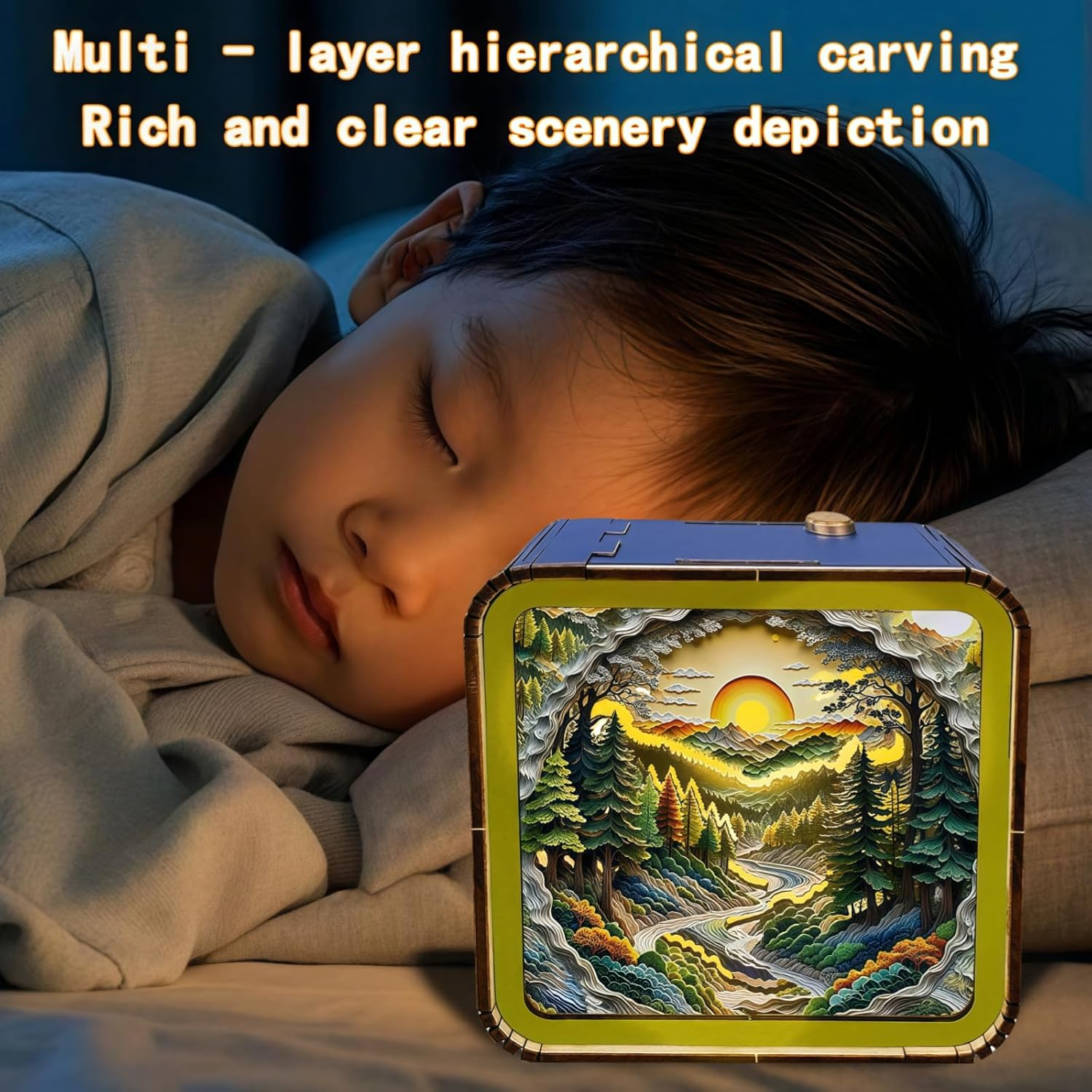 3D Wooden Puzzles Night Light, DIY Wooden Puzzles for Adults, Wood 3D Jigsaw Puzzle, Eye Care Night Light with Touchable Switch, Personalized Gifts for Family Friend DIY Puzzle Lover image number 4