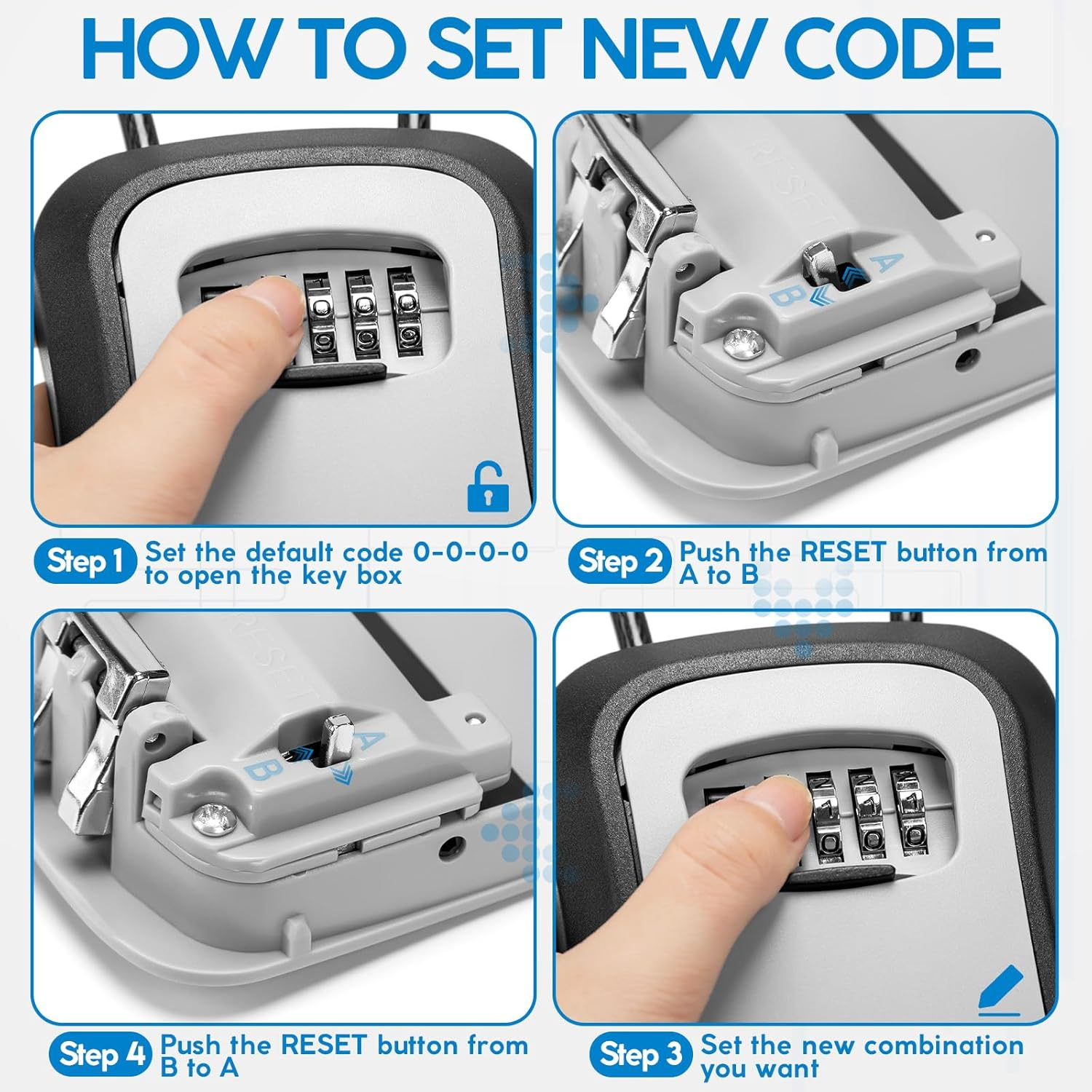 NINEMAX 4-Digit Combination Key Lock Box - Weatherproof Portable Key Safe Lock Box for Outside, Wall Mounted, Ideal for Car & Home image number 4