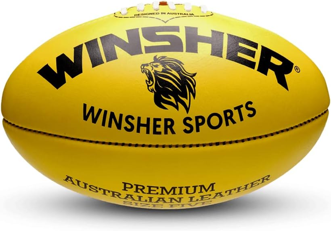 Winsher Storm Australian Leather - Australian Rules Football - Size 4 & 5 Yellow image number 4