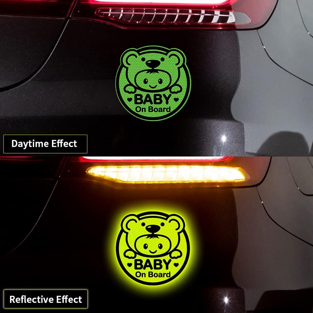 High Intensity Reflective Baby on Board Car Sticker Waterproof Cute Footprint Baby in Car Decal Safety Warning Sign Kids on Board Decal for Car Bumper Window (Mint Green) image number 5