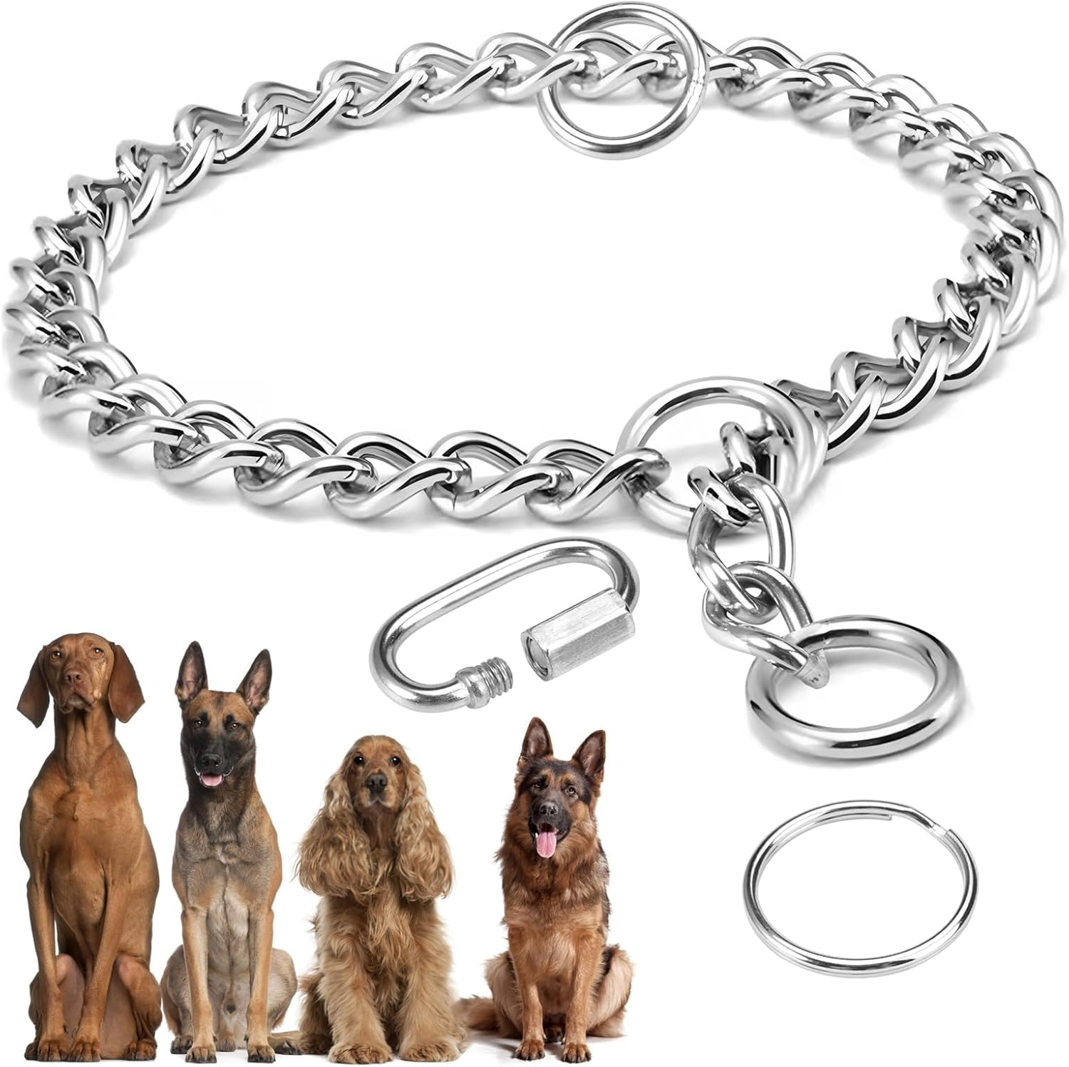 Dog Chain Collar, 65 Cm Dog Collar Chain, Adjustable Dog Chain with Secure Buckle, Dog Chain for Dog Training, Stainless Steel Dog Necklace, Metal Dog Collar for Walking image number 2