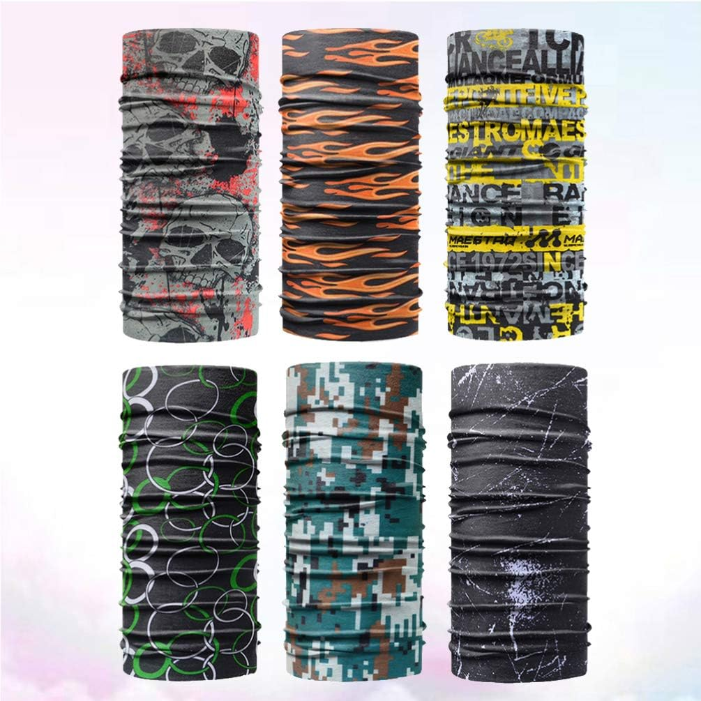CLISPEED 6Pcs Cycling Neck Gaiter Fishing Headband Bandanas Face Cover Summer Cooling Balaclava Outdoor Scarf Headwear for Hiking Camping Hunting (Random Pattern) image number 4