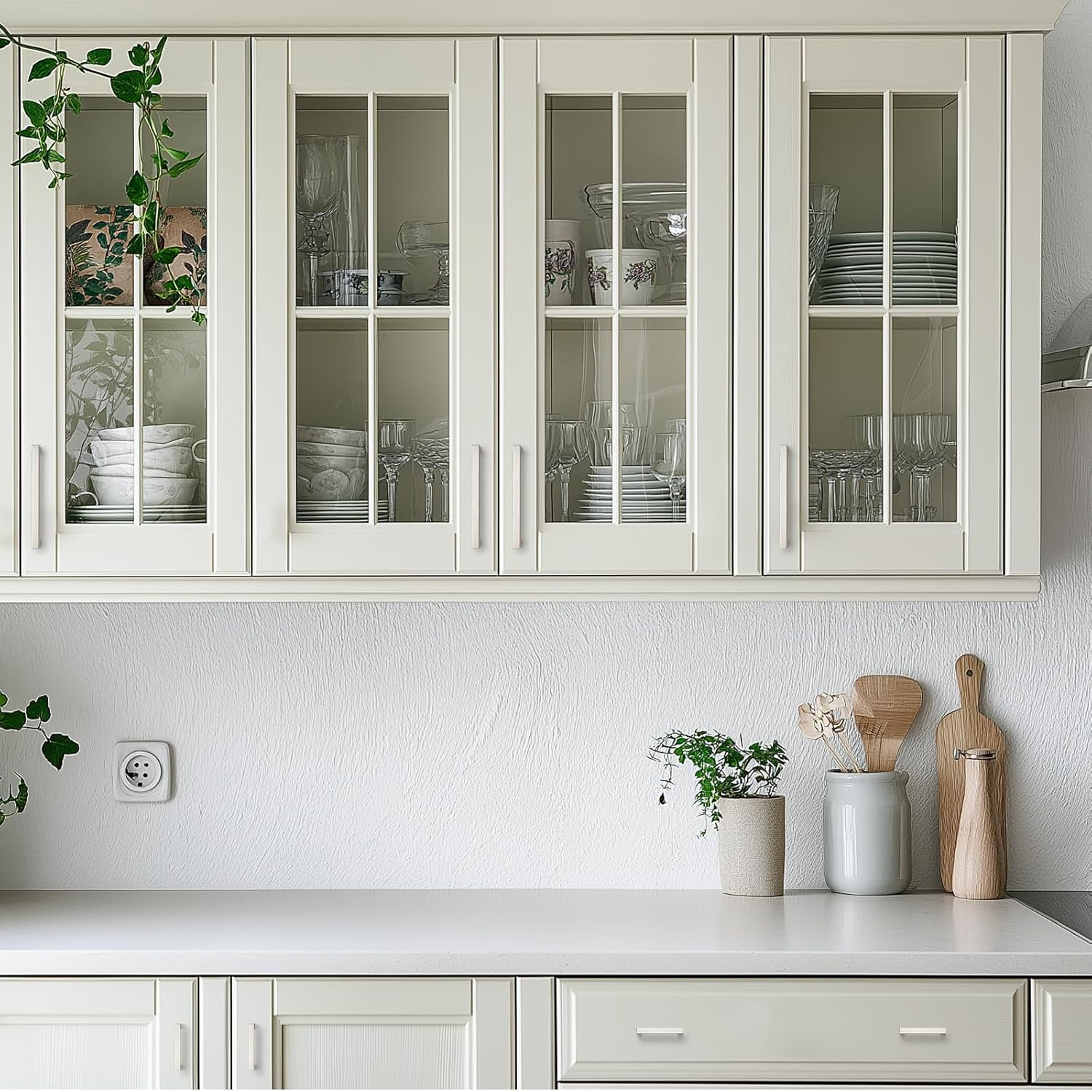 JOY DECOR 6 Pack Cabinet Handles, Brushed Nickel Cabinet Pulls, 6-1/4 Inch Kitchen Closet Handles Square Drawer Pulls Stainless Steel Drawer Hardware, 160Mm Hole Centers image number 4