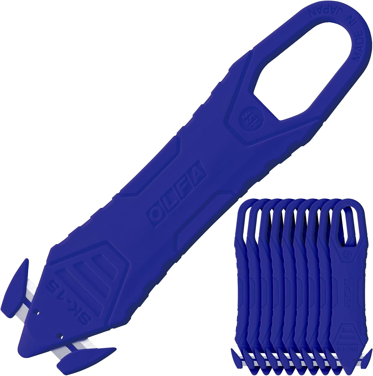 OLFA 238BBL-10P Unpacking Cutter, Caicone, Set of 10, Blue, Stainless Steel Blade, Single Use Type image number 2