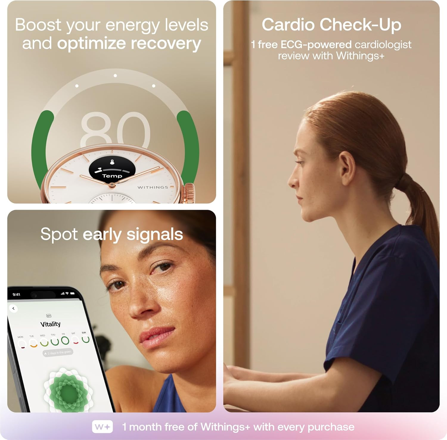 Withings Scanwatch 2 Hybrid Smartwatch, 38Mm, Rose Gold image number 5