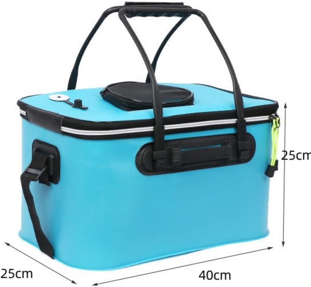 YAOYAOLING Portable Foldable Fishing Bucket,Fishing Bucke,Foldable Fish Bucket. Blue/Grey (Grey) image number 4