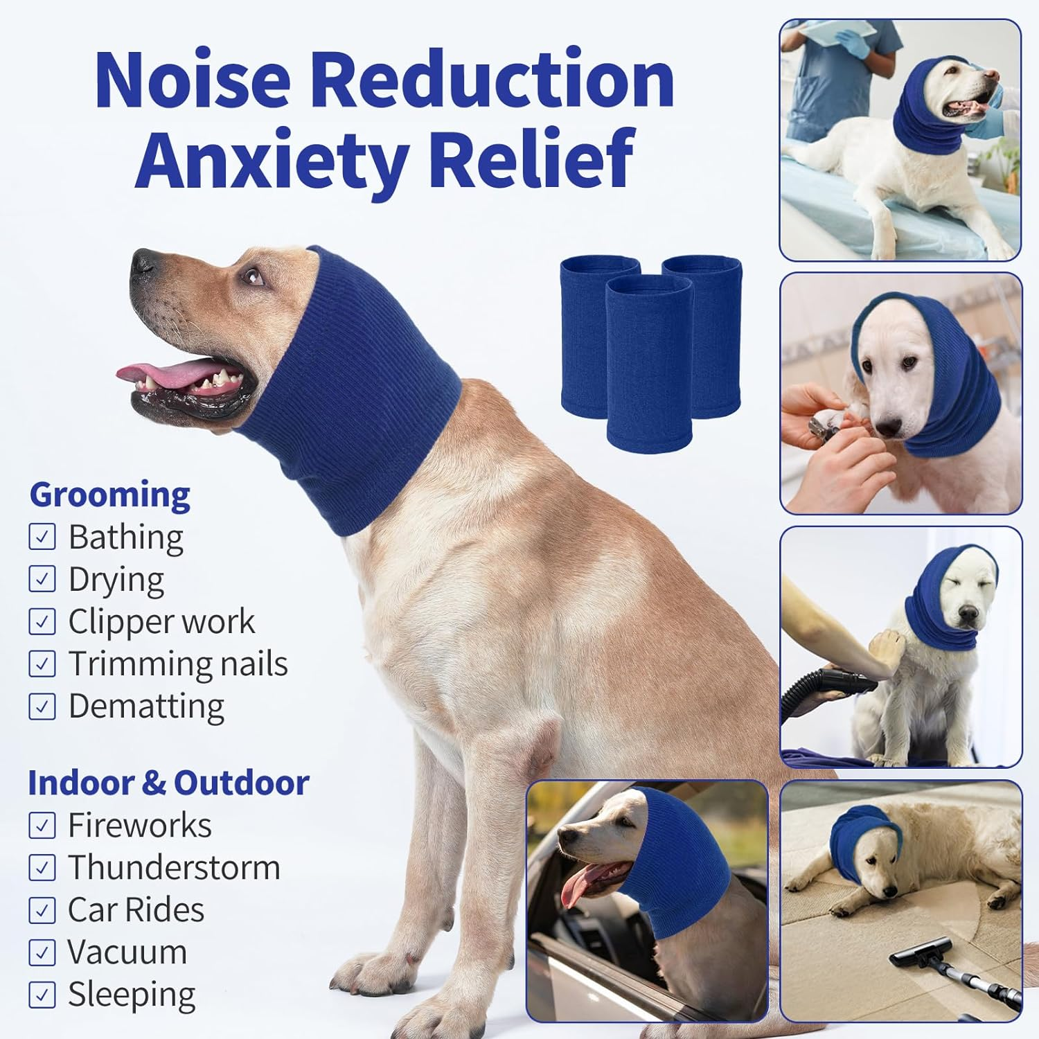 Nanaki Dog Calming Hoodie Quiet Head Cover Sleeves - Ear Covers Hood for Noise Bath, the Grooming and Force Drying Head Protection for Anxiety Relief and Calming Dog Neck and Ear Warmer image number 6
