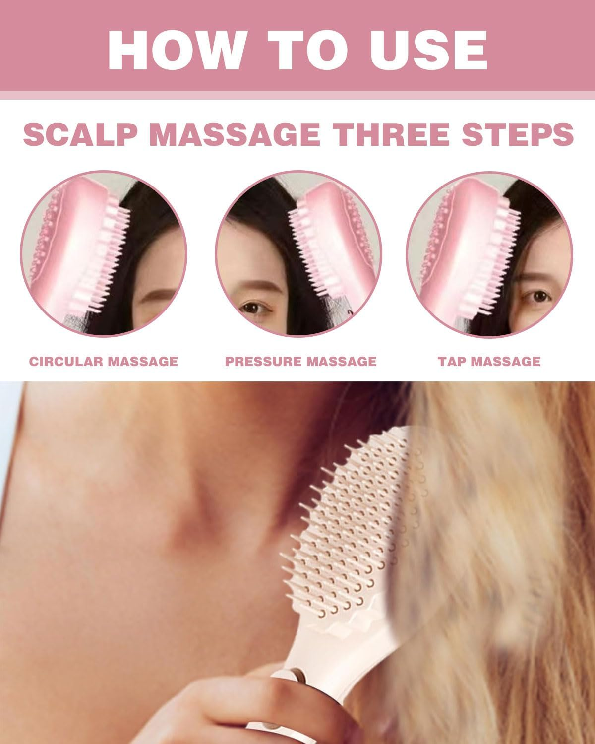 BPTRKOM 1 X Detangling Brush without Pulling - Sustainable Curling Brush with Retractable Teeth - for All Hair Types Including Curls & Scalp Massage (White) image number 2