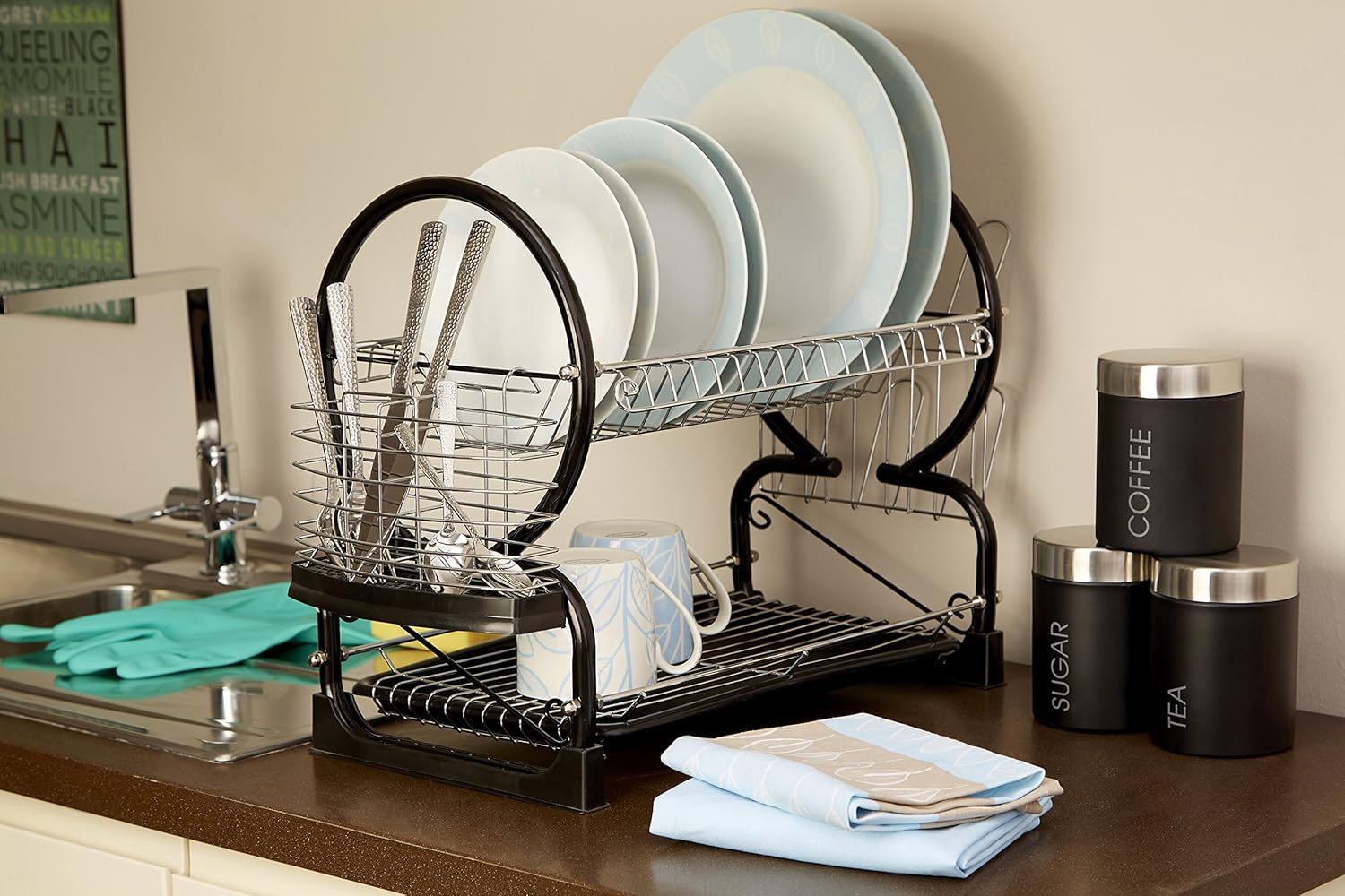 Premier Housewares Liberty Tea, Coffee and Sugar Canisters - Set of 3, Black image number 5