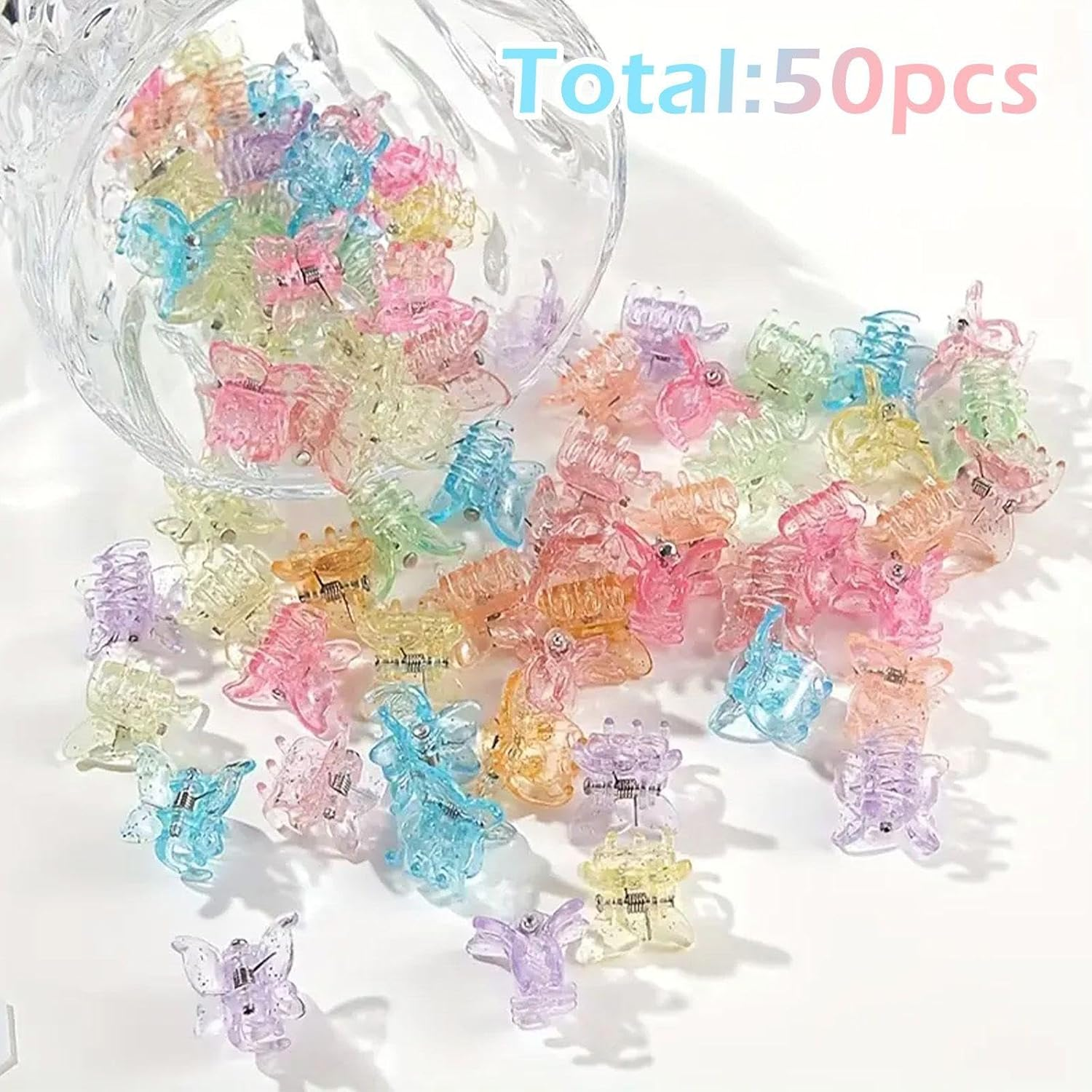 Pack of 50 Plastic Trap Laces Clips, Colourful Mini Hair Clips, Fashionable Hair Accessories for Girls, Reusable, Firm Hairstyle Decoration.
