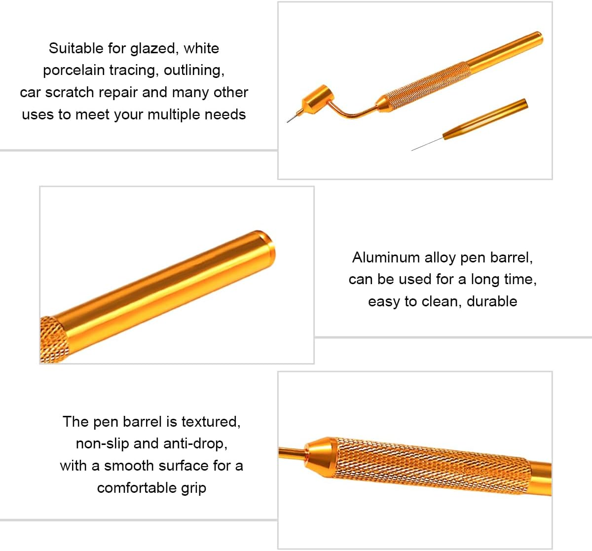 Fine Line Fluid Writer Paint Applicator Pen, 0.5Mm Gold Brass Detailing Fluid Writer Pen, Slanting Precision Paint Touch up Pen for Automotive Scratch Repair, Car Accessories image number 4