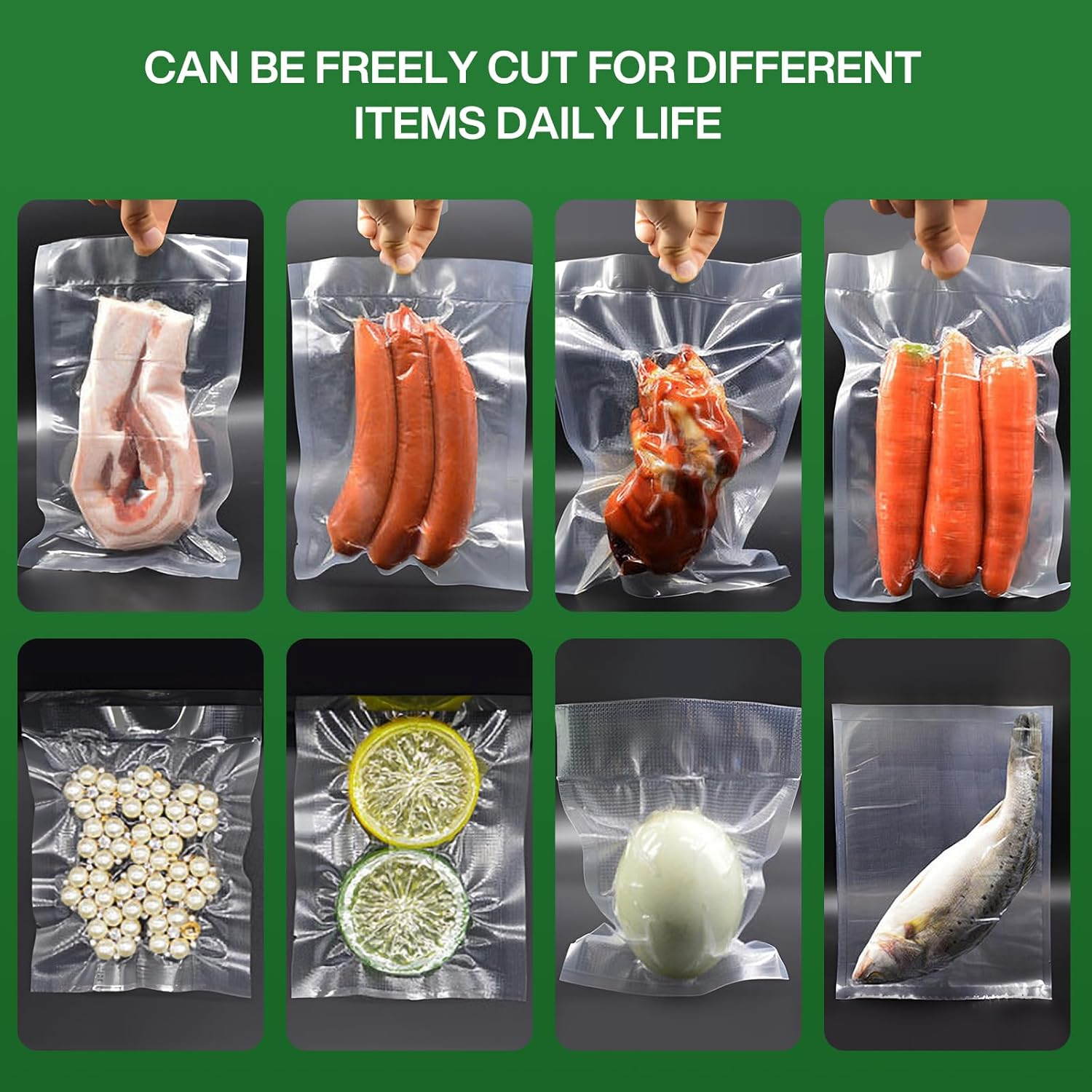 28X35Cm Vacuum Food Storage Bags Pre-Cut Food Saver Bags Large Capacity Food Preservation Bags for Heat Seal Food Storage, Seal Bag Boilsafe to 120&deg;F Freezable,Reuseable(100Pcs) image number 3