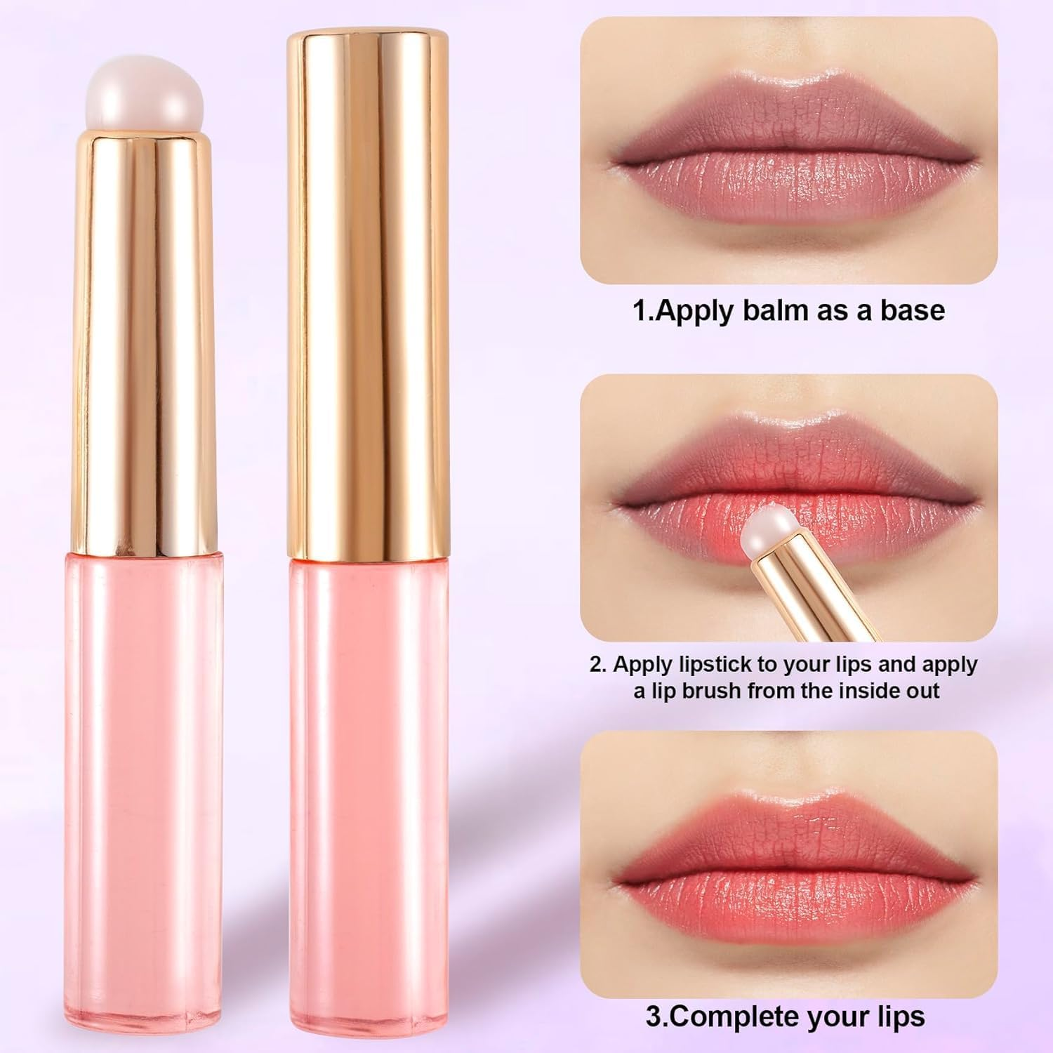 Silicone Lip and Concealer Makeup Brush Set, 3Pcs Angled Multi-Purpose Silicone Lip Applicator, round Head Lip and Concealer Makeup Brush Applicators with Dust Cap,Mix-Color image number 6