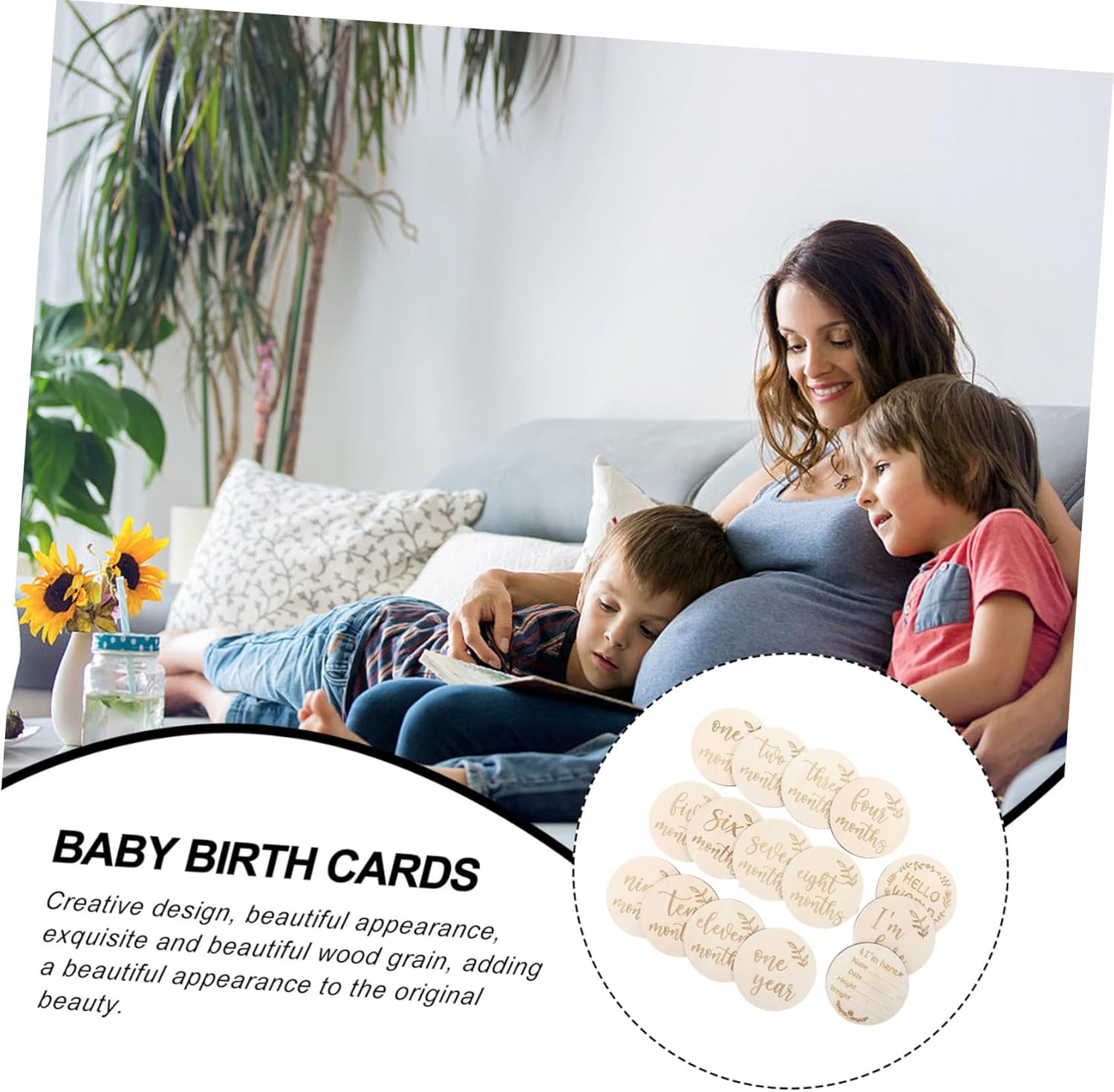 Kisangel Month Wooden Milestone Card Monthly Photo Card Growth Congratulations Greeting image number 1