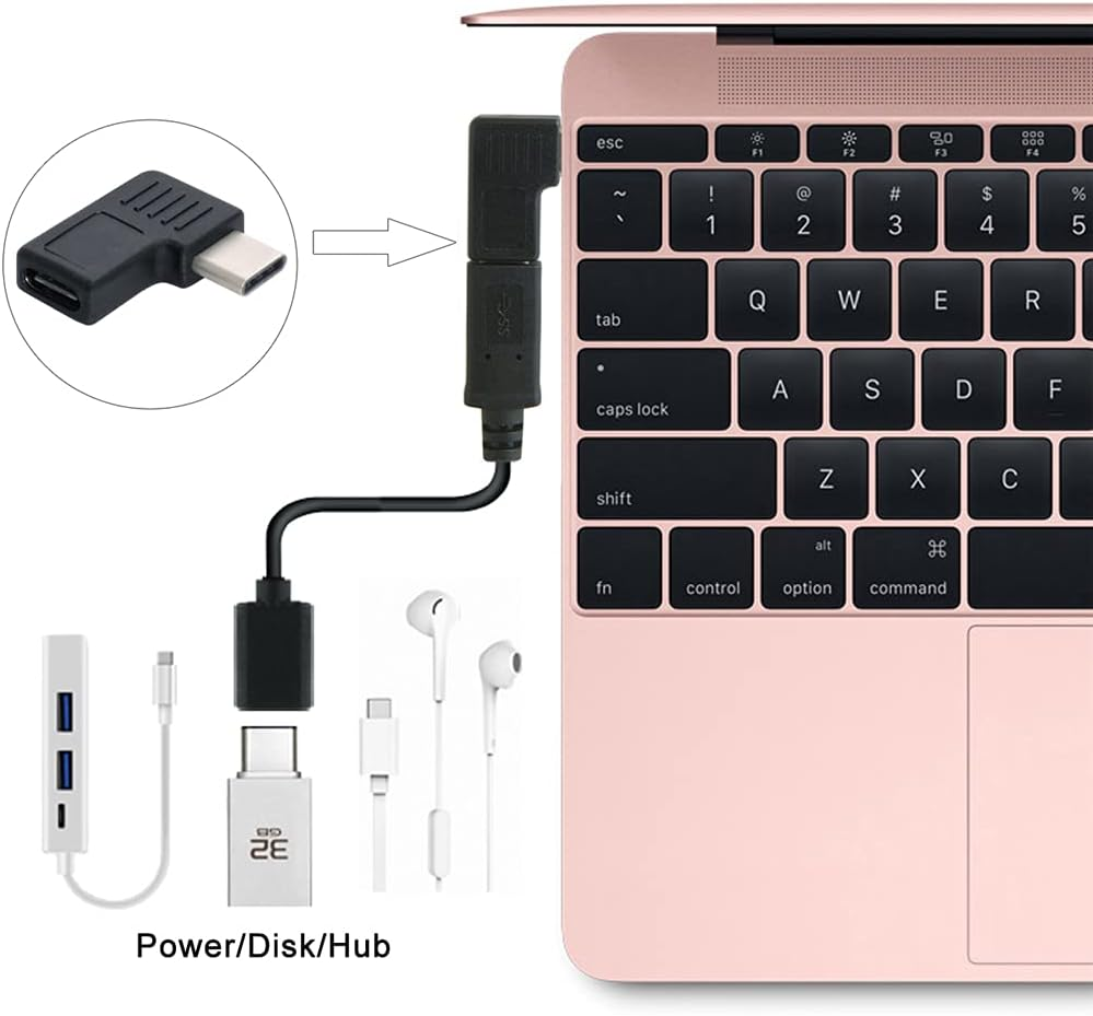 NFHK 90 Degree Right & Left Angled USB 3.1 Type-C Male to Female Extension Adapter for Laptop & Tablet & Mobile Phone image number 3