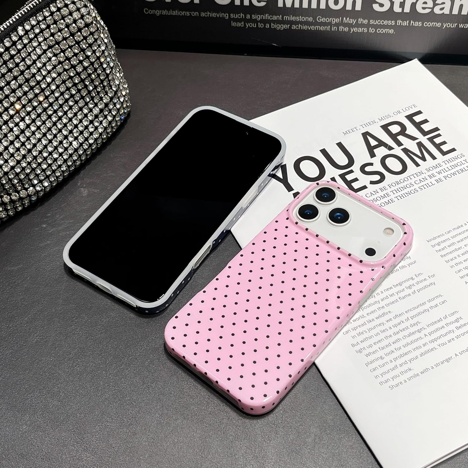 Rorupopo for Iphone 17 Pro Case Women Girly Aesthetic Trendy Polka Dot Phone Cases Simple Design Retro Slim Drop Protection Protective Cover for Iphone 17 Pro，Pink image number 6