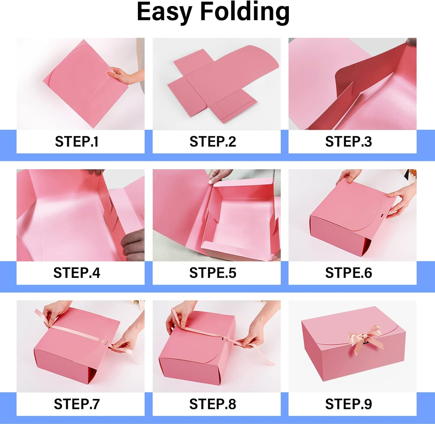 PEKGRIL 15 Pcs Gift Boxes with Lids, Pink 10X8X4 Inch Gift Boxes, Bridesmaid Proposal Box with Ribbon, Kraft Paper Boxes for Wedding, Packaging, Present, Birthday, Christmas, Party image number 2