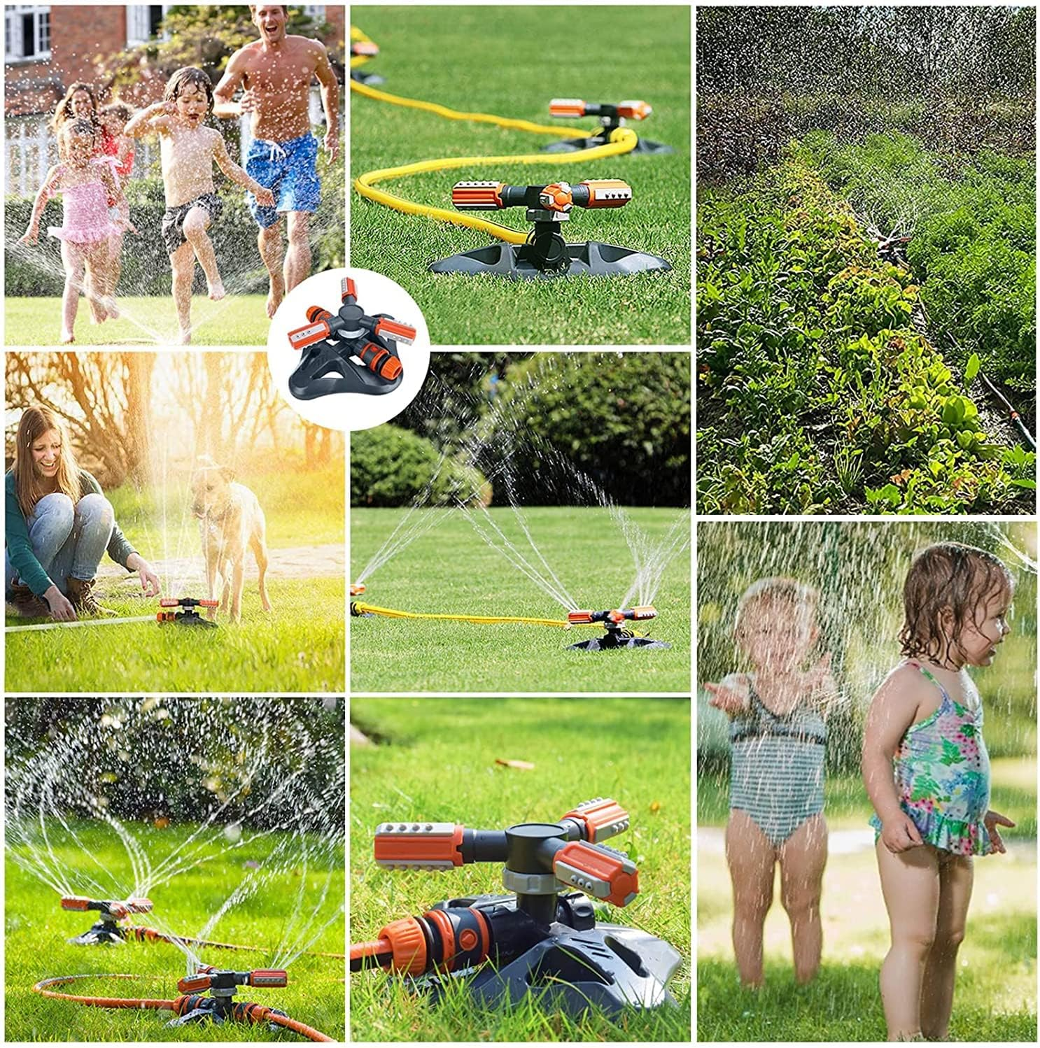 Garden Sprinkler 360 Rotating Adjustable Water Spray Range Suitable for Large Areas of Lawn Automatic Lawn Sprinkler 3 Arm Rotating Sprinkler System Sprinklers Lawn/Garden/Yard Area Sprinkler That Eas image number 3