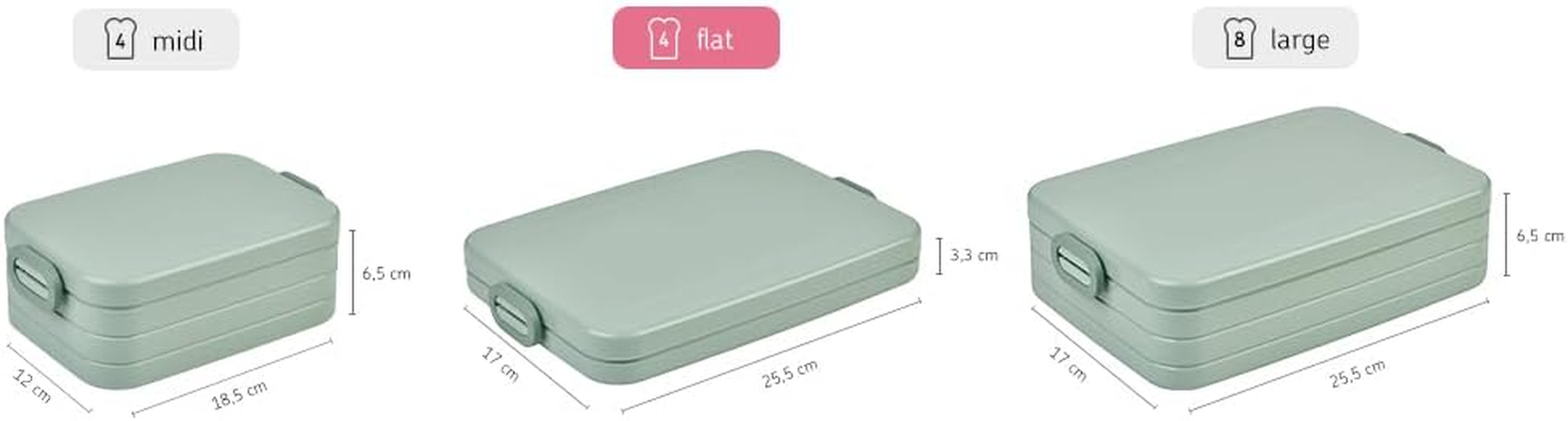 Mepal Flat Lunch Box - for 2 Sandwiches or 4 Bread Slices - Adults - Nordic Sage image number 2