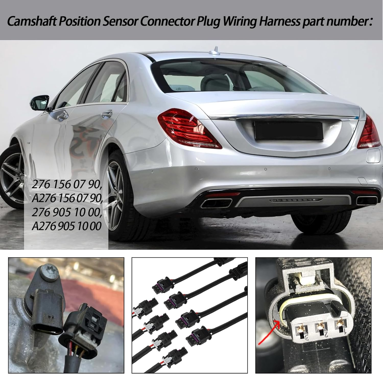 8PCS 3PIN & 2PIN Harness Extension Kit Compatible with Mercedes Benz 4.7L 2011-2020 Camshaft Adjuster Magnet Cam Position Connector Harness Extension M278 Cam (Replace #A276 156 07 90 A276 905) image number 6