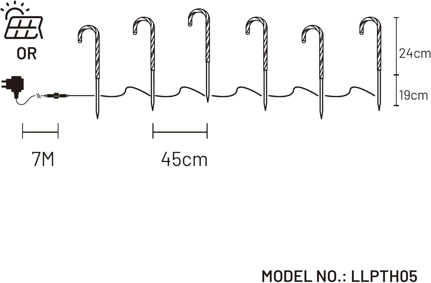 Dual Power Set of 6 LED Candy Cane Stakes image number 1