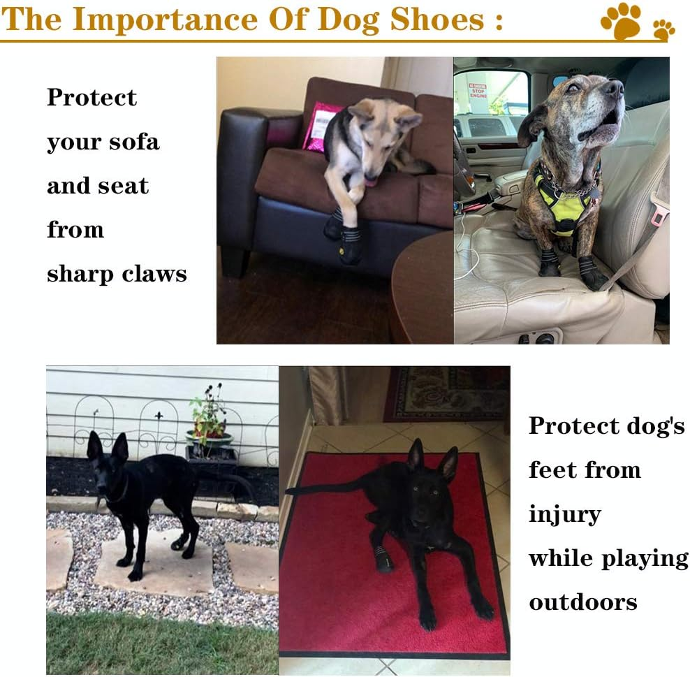 XSY&G Dog Boots,Waterproof Dog Shoes,Dog Booties with Reflective Rugged Anti-Slip Sole and Skid-Proof,Outdoor Dog Shoes for Medium to Large Dogs 4Pcs-Size 8 image number 3